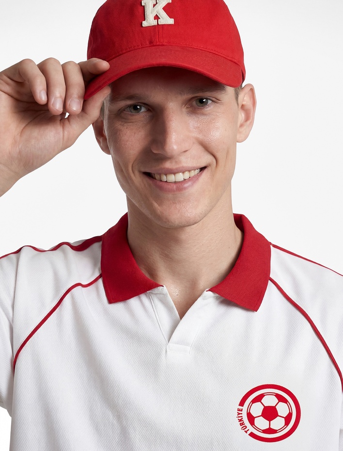  Regular Fit Renk Kontrastlı Polo Yaka Kısa Reglan Kol Baskılı 2026 Dünya Kupası Tişörtü