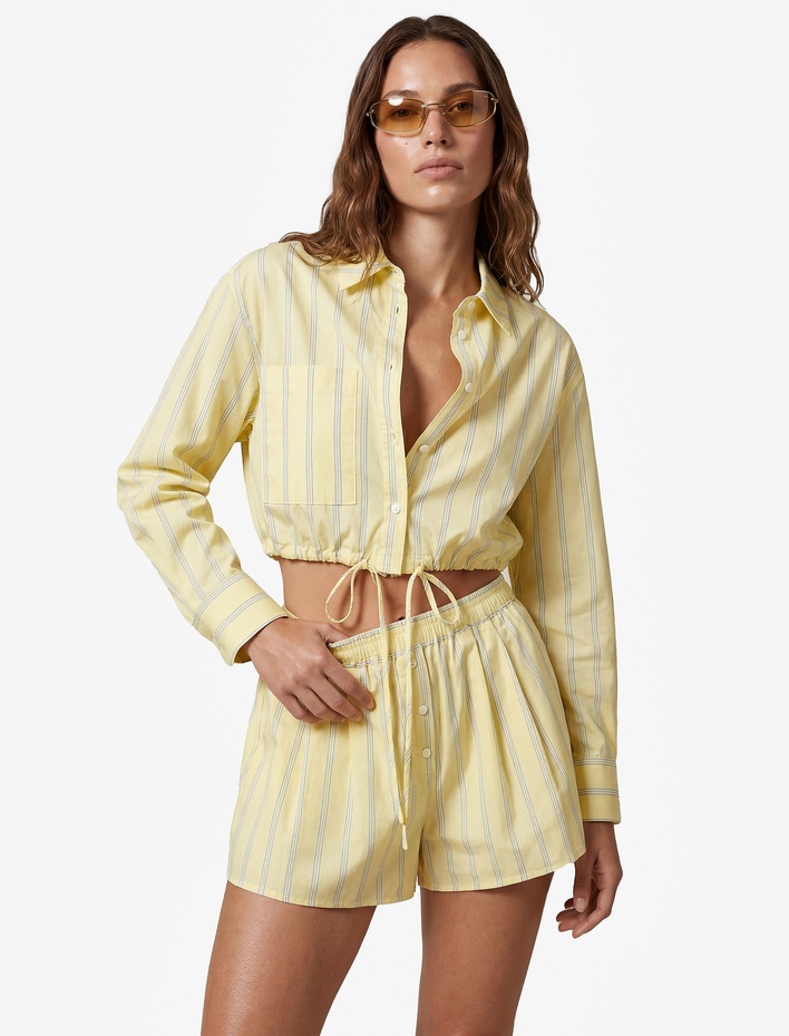  Koton X Sibil Çetinkaya - Çizgili Poplin Mini Şort