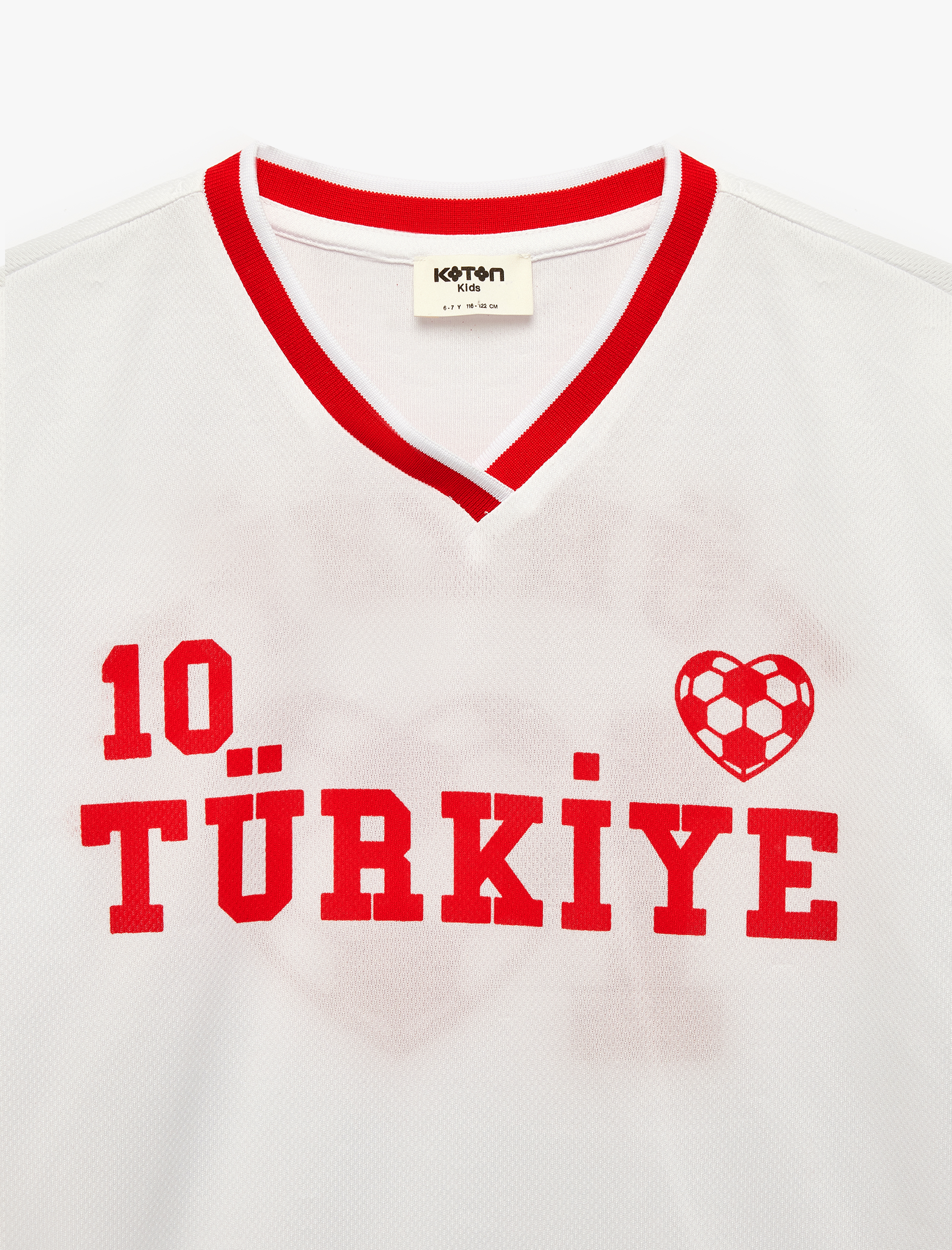  Kız Çocuk Futbol Temalı V Yaka Kısa Kollu Tişört
