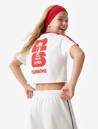 V Yaka Renk Bloklu Kısa Kollu 2026 Dünya Kupası Türkiye Baskılı Fifa Lisanslı Tişört