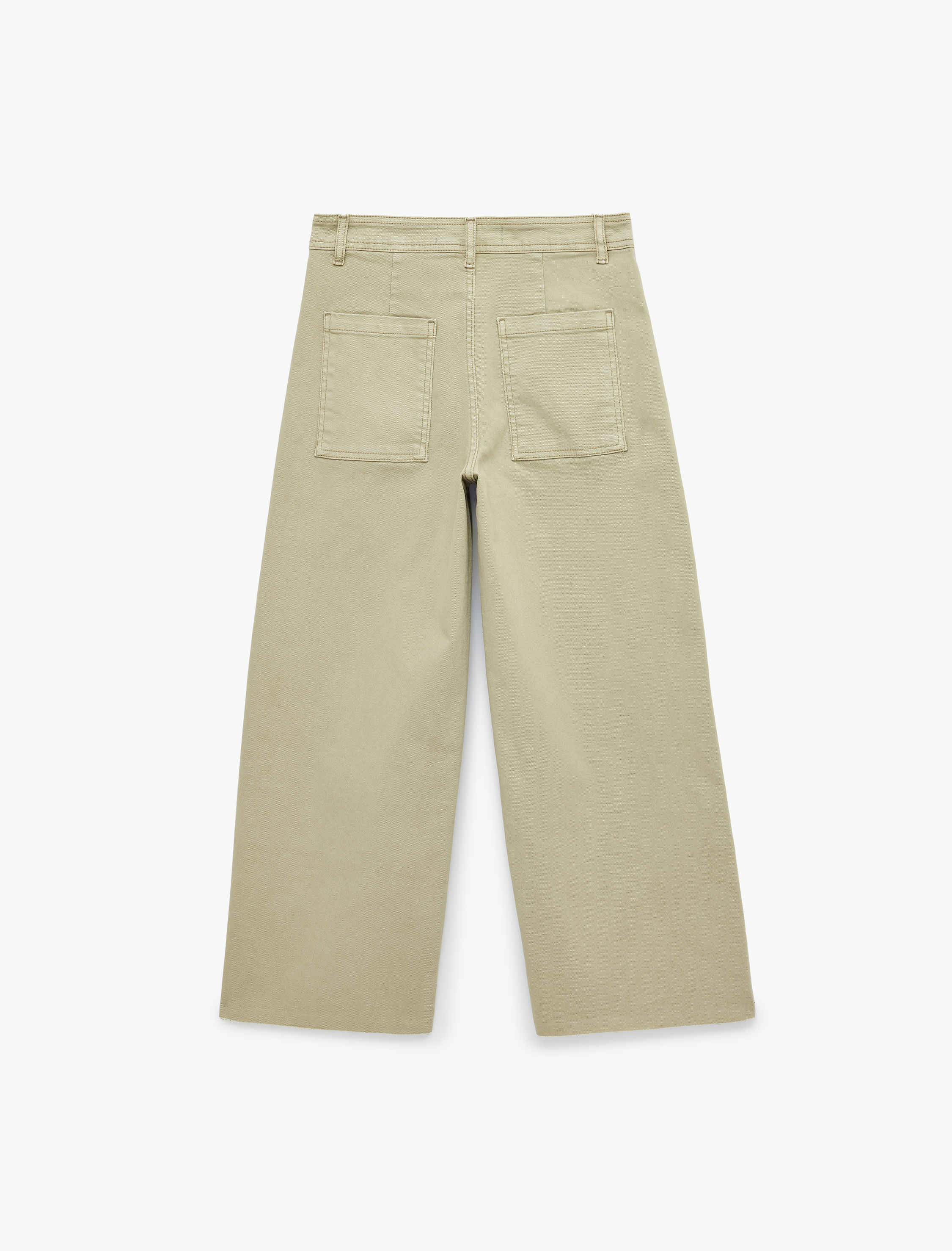   Cepli Rahat Kalıp Kesik Paça Yüksek Bel  Jean Pantolon - Culoette Jean