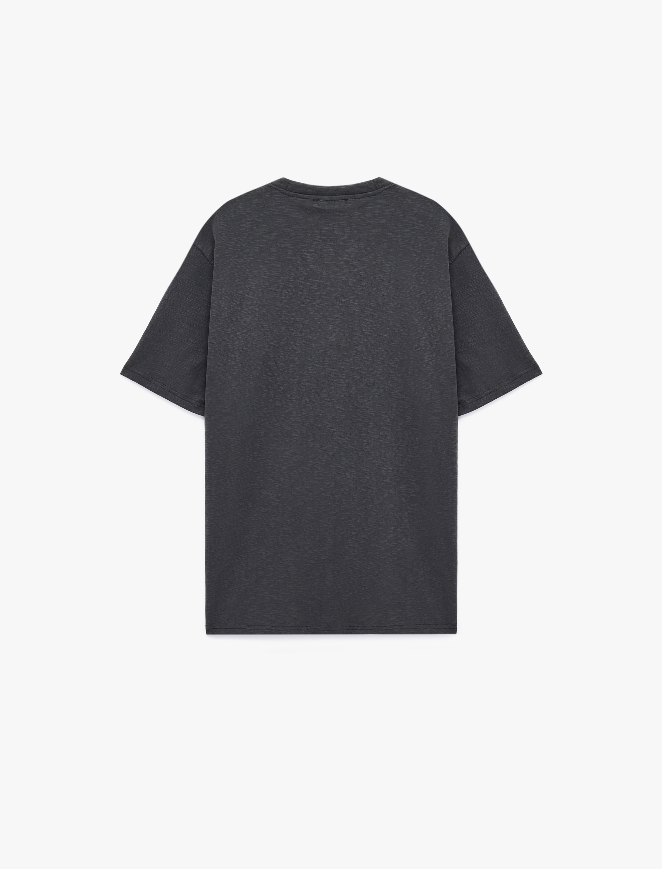   Pamuklu Kısa Kollu Bisiklet Yaka Basic Oversize Tişört