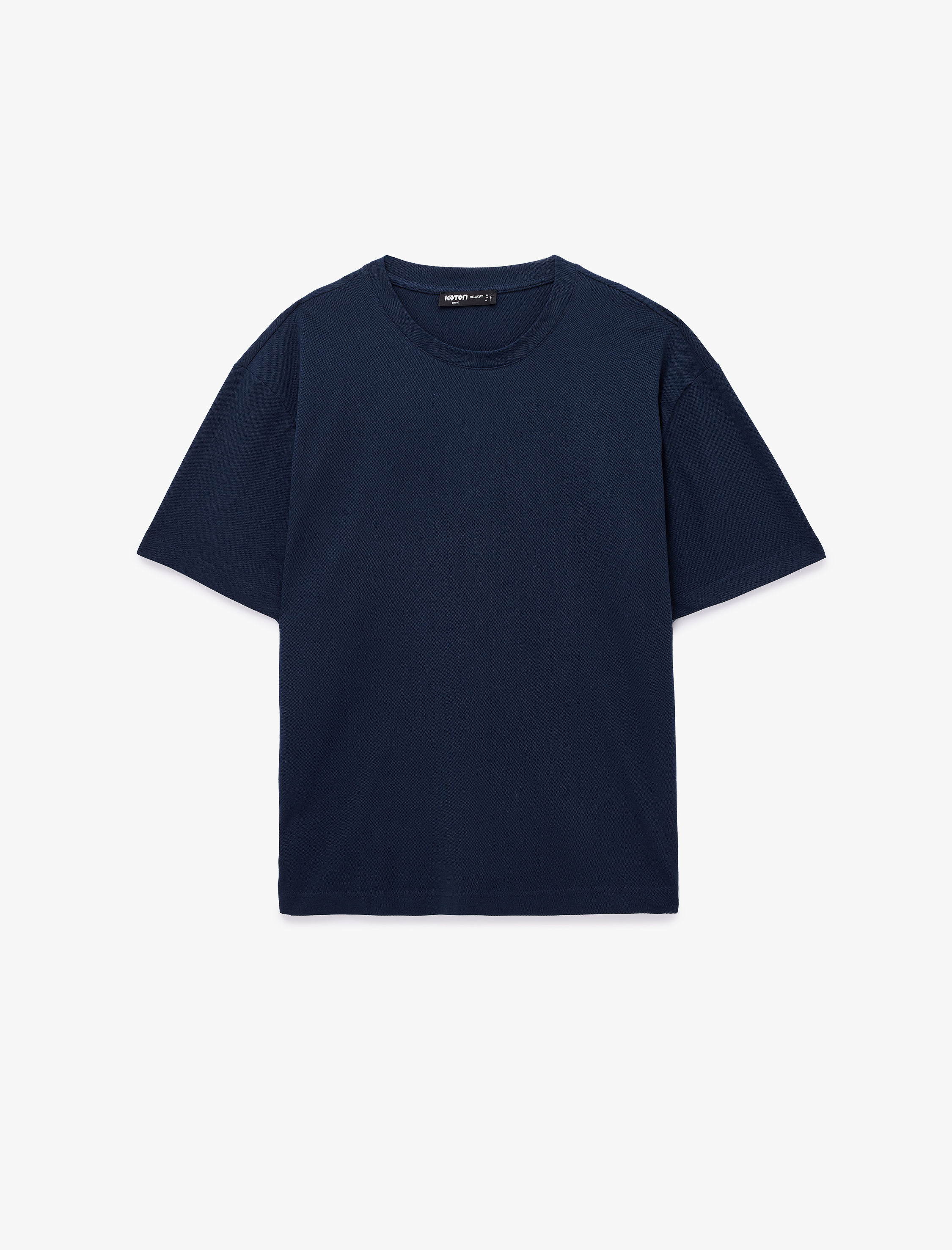   Pamuklu Kısa Kollu Bisiklet Yaka Basic Oversize Tişört