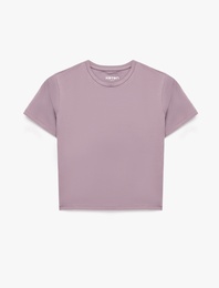 Pamuklu Slim Fit Kısa Kollu Bisiklet Yaka Spor Tişört