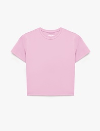 Pamuklu Slim Fit Kısa Kollu Bisiklet Yaka Spor Tişört