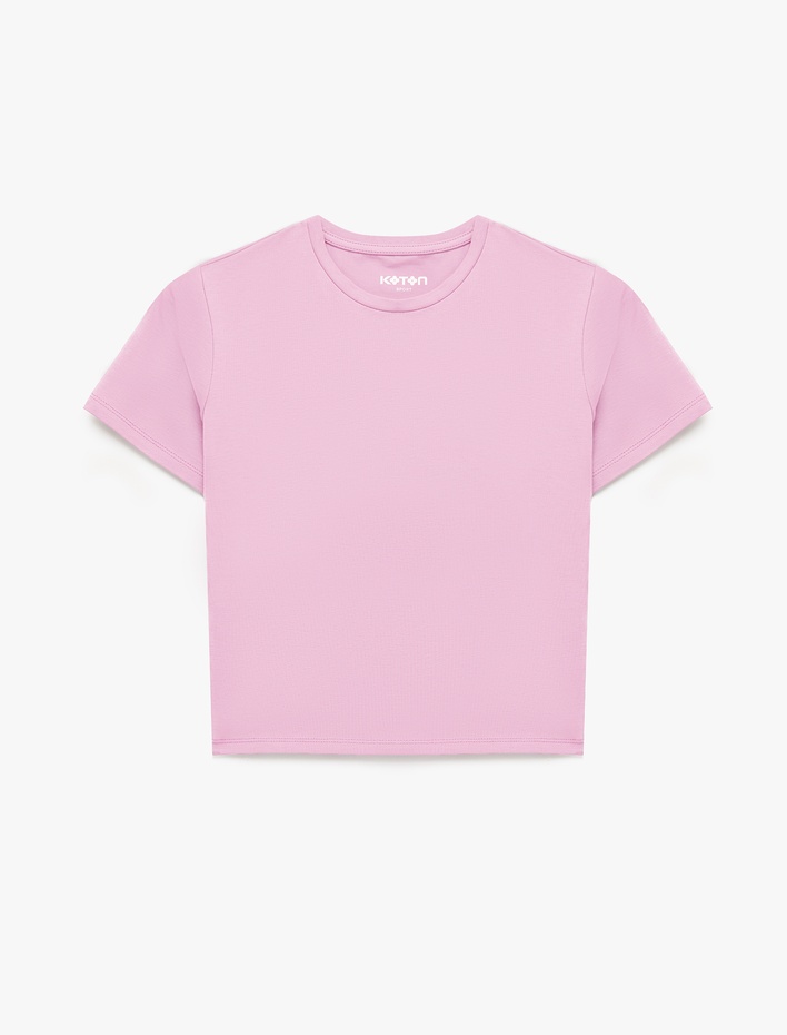  Pamuklu Slim Fit Kısa Kollu Bisiklet Yaka Spor Tişört