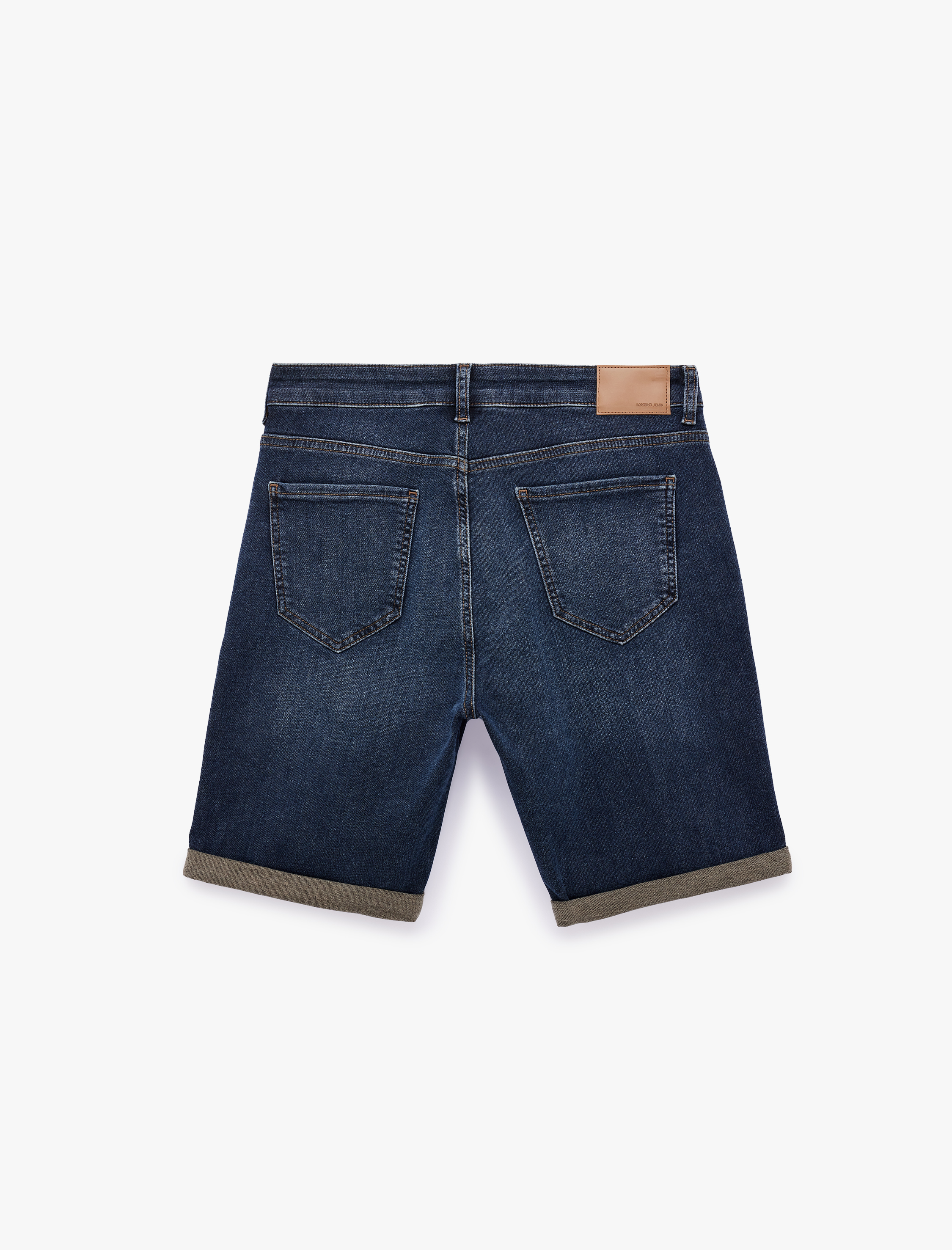   Normal Bel Pamuklu Bermuda Slim Fit Jean Şort
