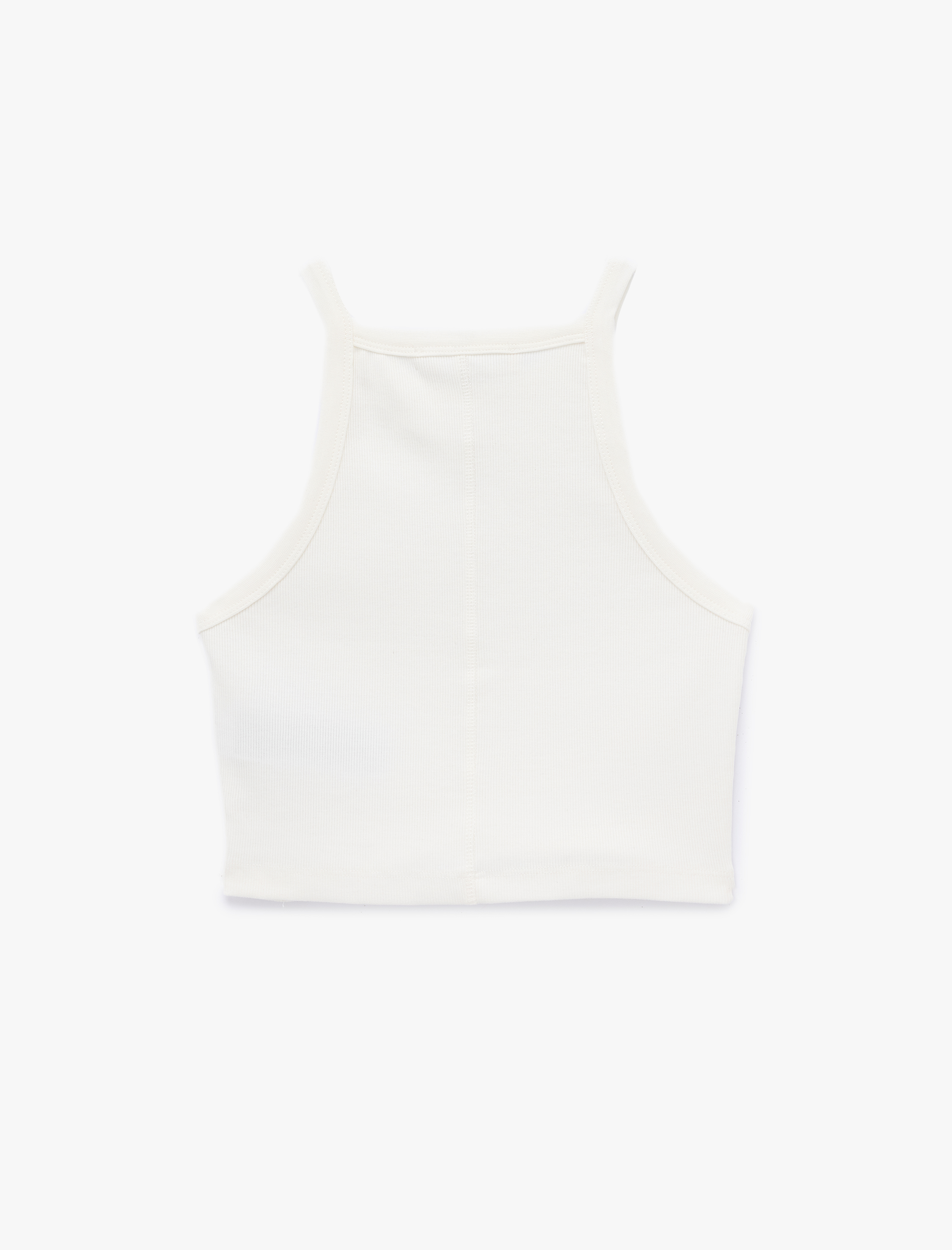   Pamuklu Ribanalı Slim Fit Kolsuz Halter Yaka Crop Top