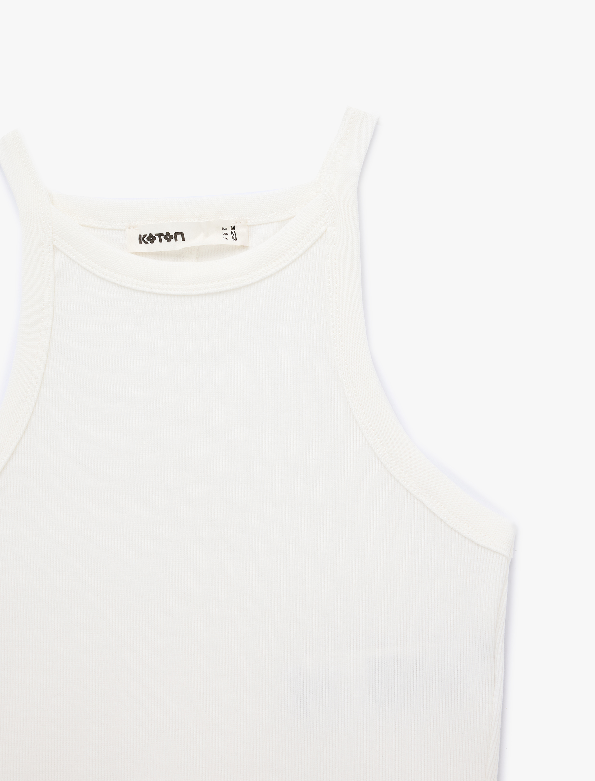   Pamuklu Ribanalı Slim Fit Kolsuz Halter Yaka Crop Top