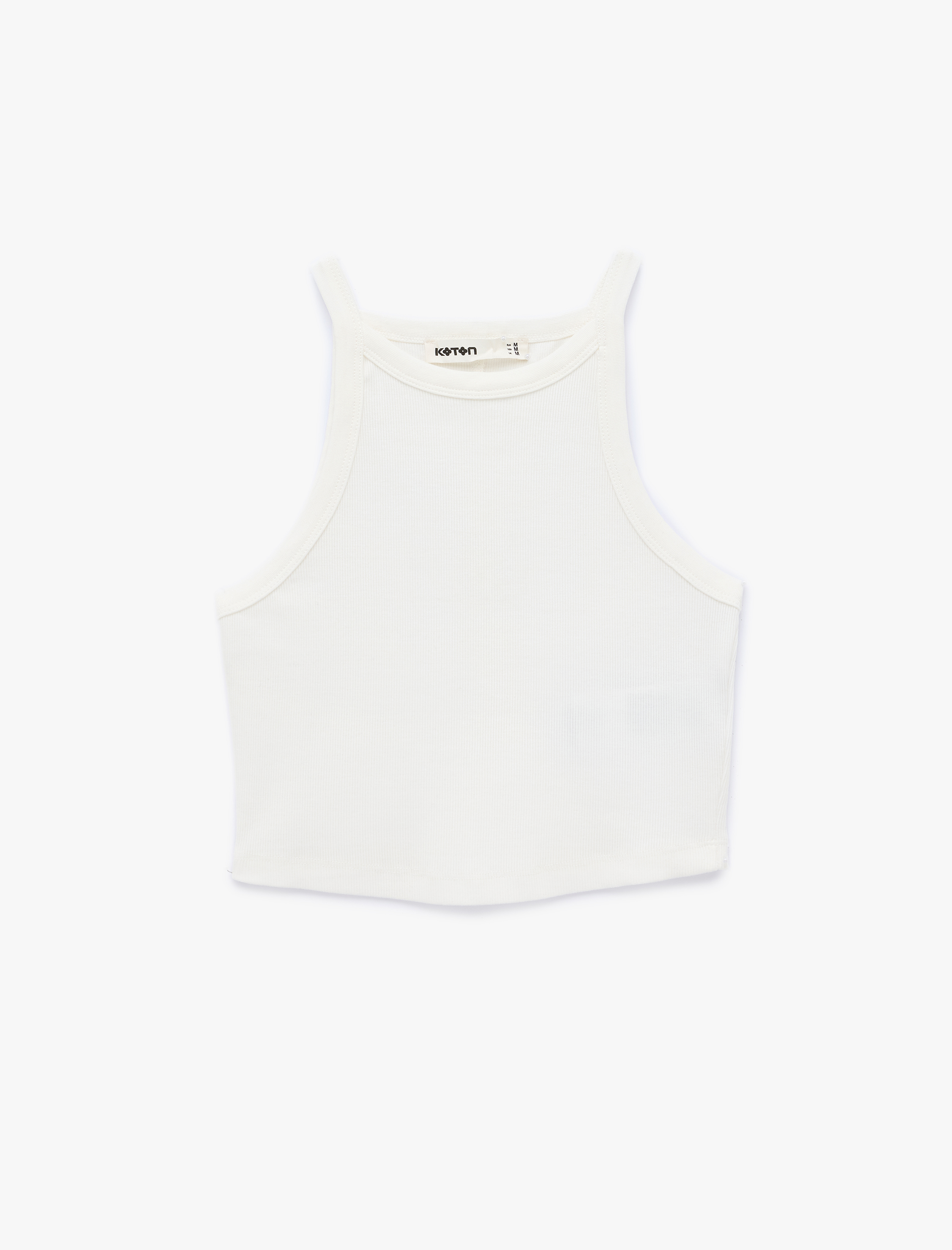   Pamuklu Ribanalı Slim Fit Kolsuz Halter Yaka Crop Top