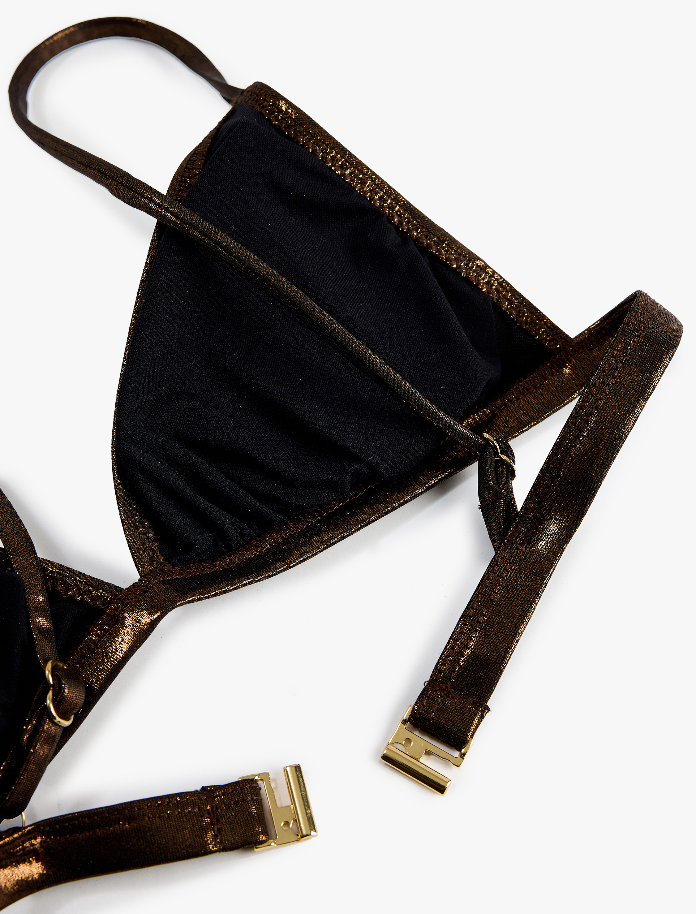   Varak Baskılı Parlak Bralet Bikini Üstü