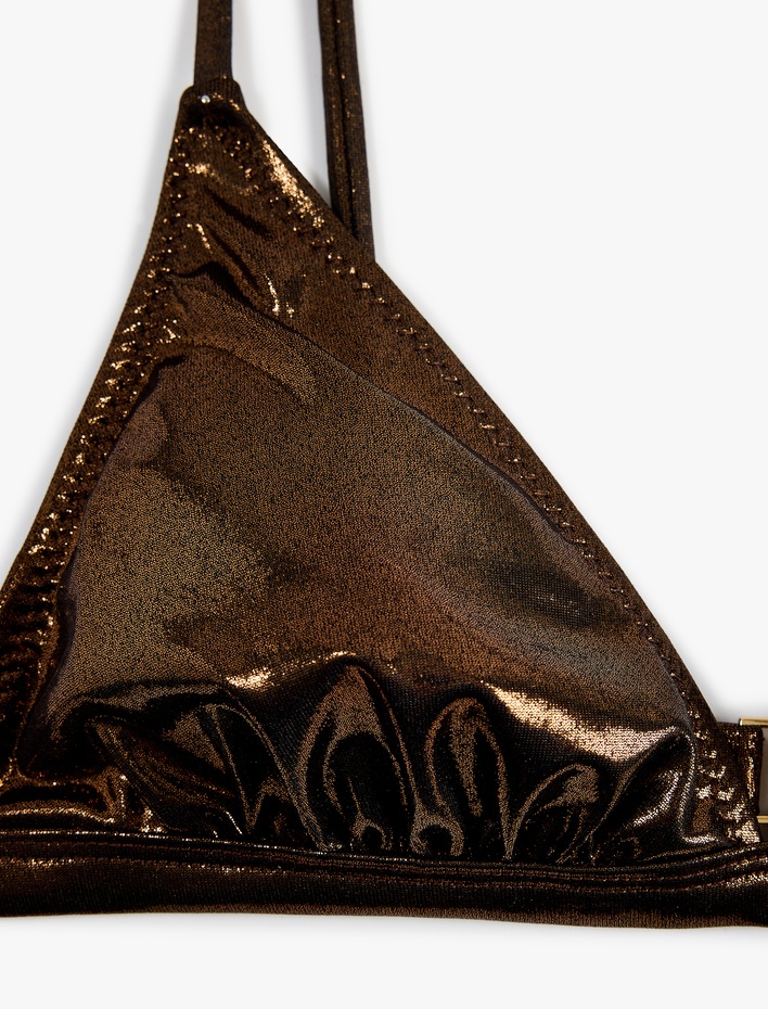  Varak Baskılı Parlak Bralet Bikini Üstü