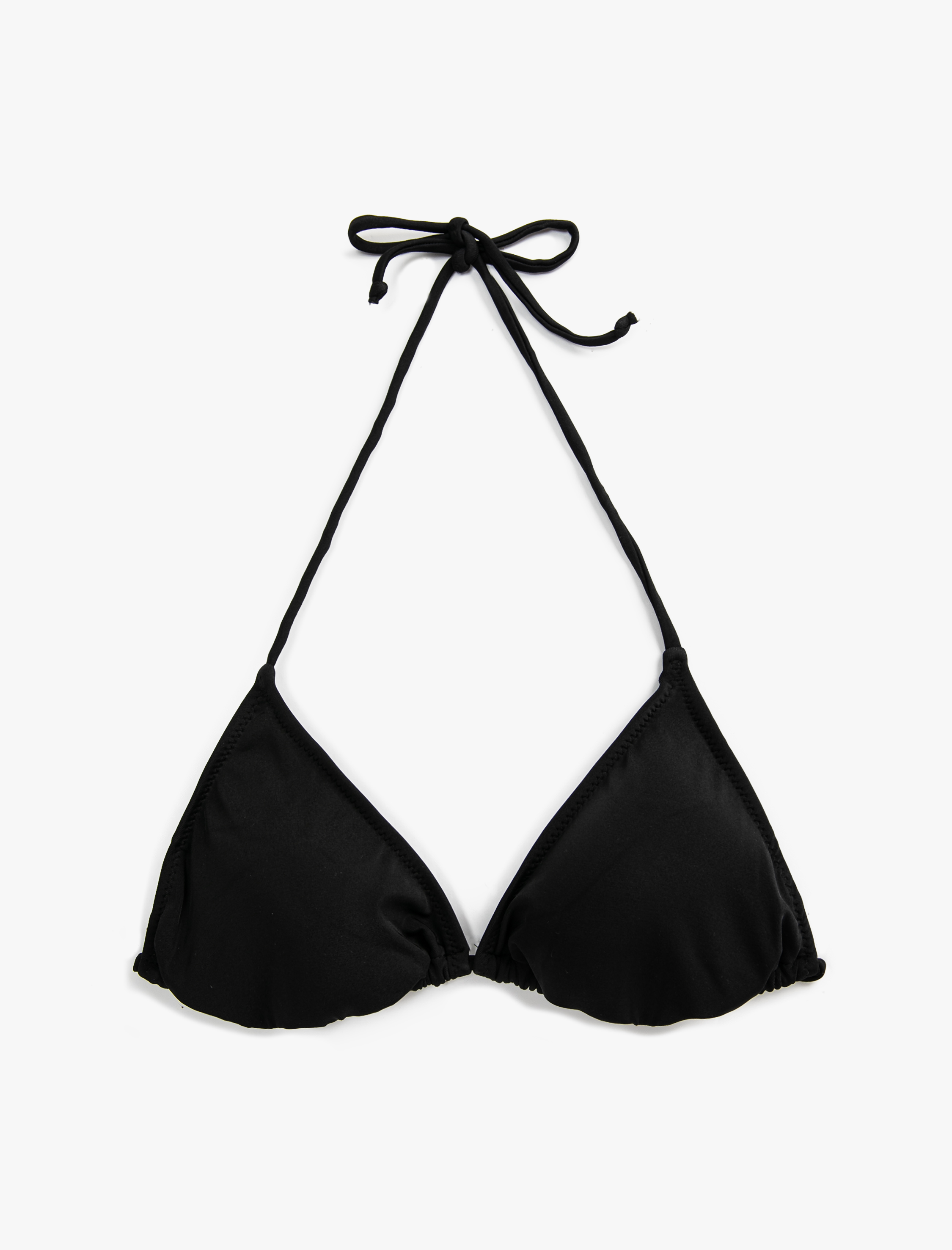   Üçgen Bikini Üstü Basic Kaplı Boyundan Bağlamalı