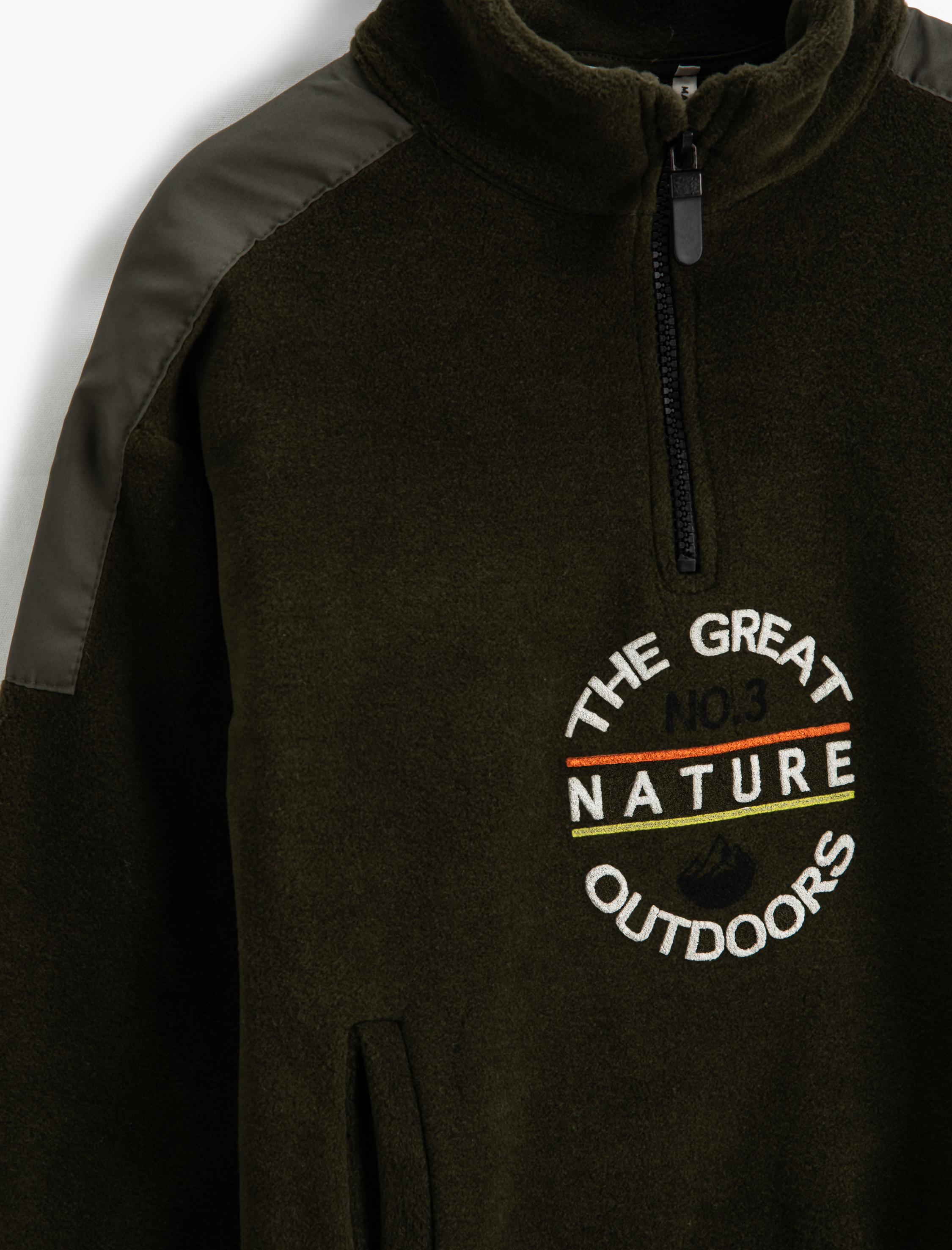  Erkek Çocuk Polar Sweatshirt Dik Yaka Yarım Fermuarlı Cepli İşleme Detaylı