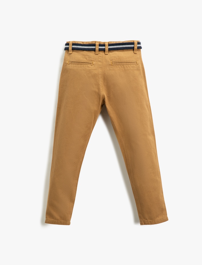 Erkek Çocuk Kumaş Pantolon Slim Fit Kemerli Cepli Beli Ayarlanabilir Lastikli Beli Ayarlanabilir Lastikli