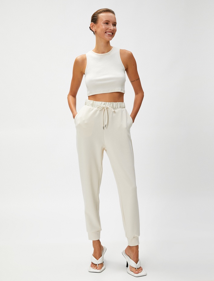 Jogger Pantolon Modal Karışımlı Beli Bağlamalı