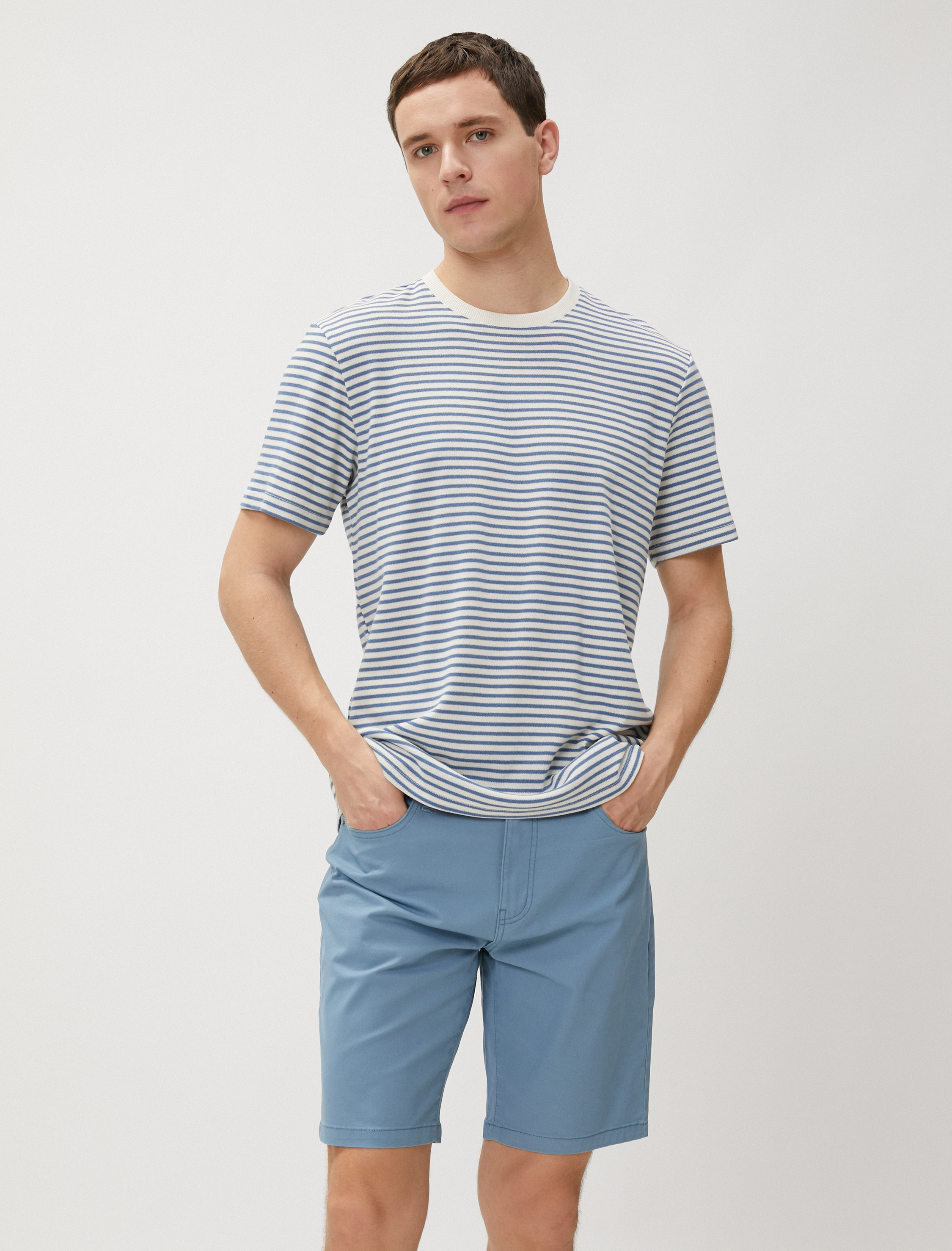   Basic Gabardin Şort Soluk Efektli Düğmeli Pamuklu