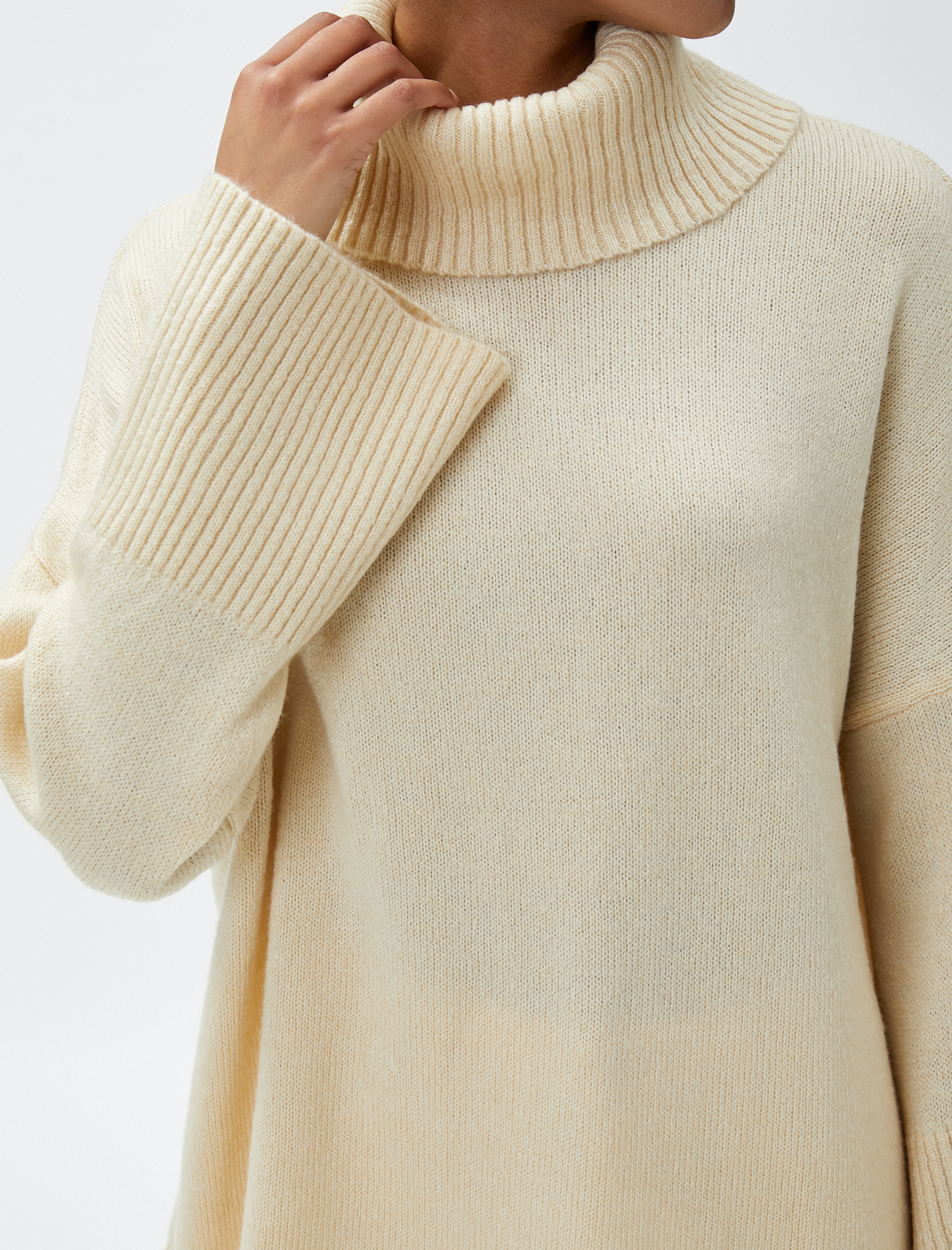   Oversize Balıkçı Yaka Kazak Akrilik
