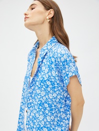 Çiçekli Gömlek Kısa Kollu Viskon
