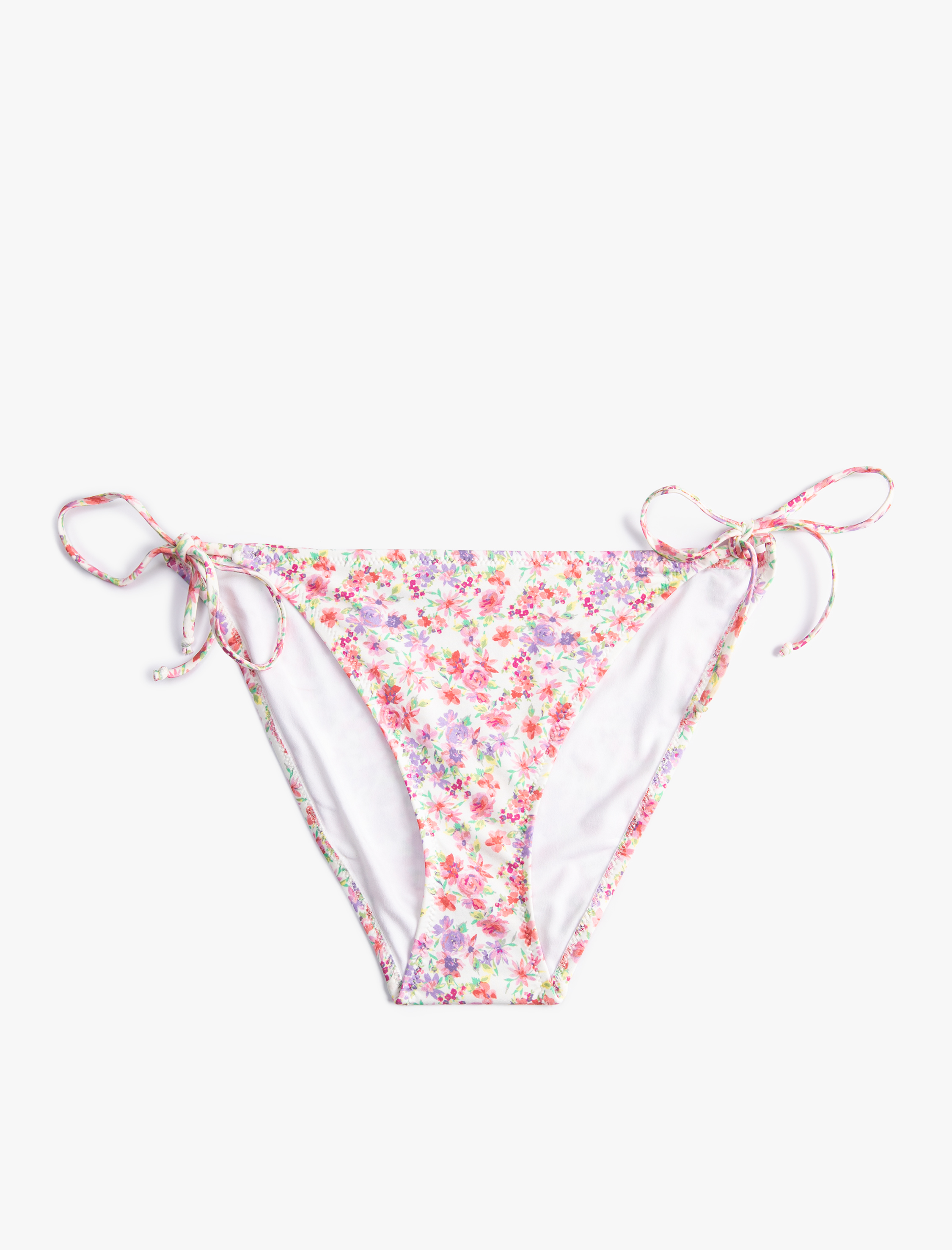   Çiçekli Bikini Altı Yandan Bağlama Detaylı Normal Bel