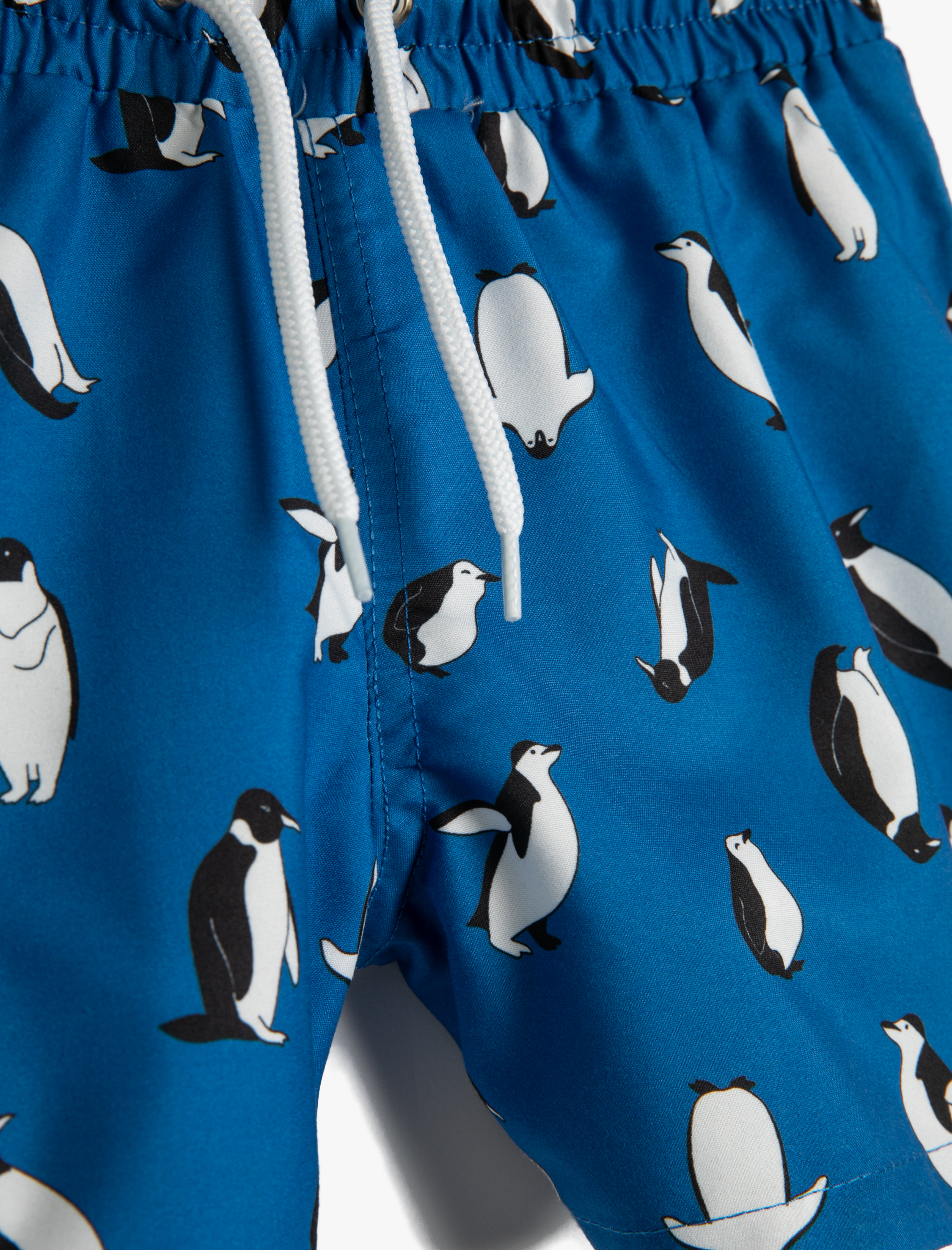  Erkek Çocuk Mayo Beli Bağlamalı Penguen Baskılı File Astarlı