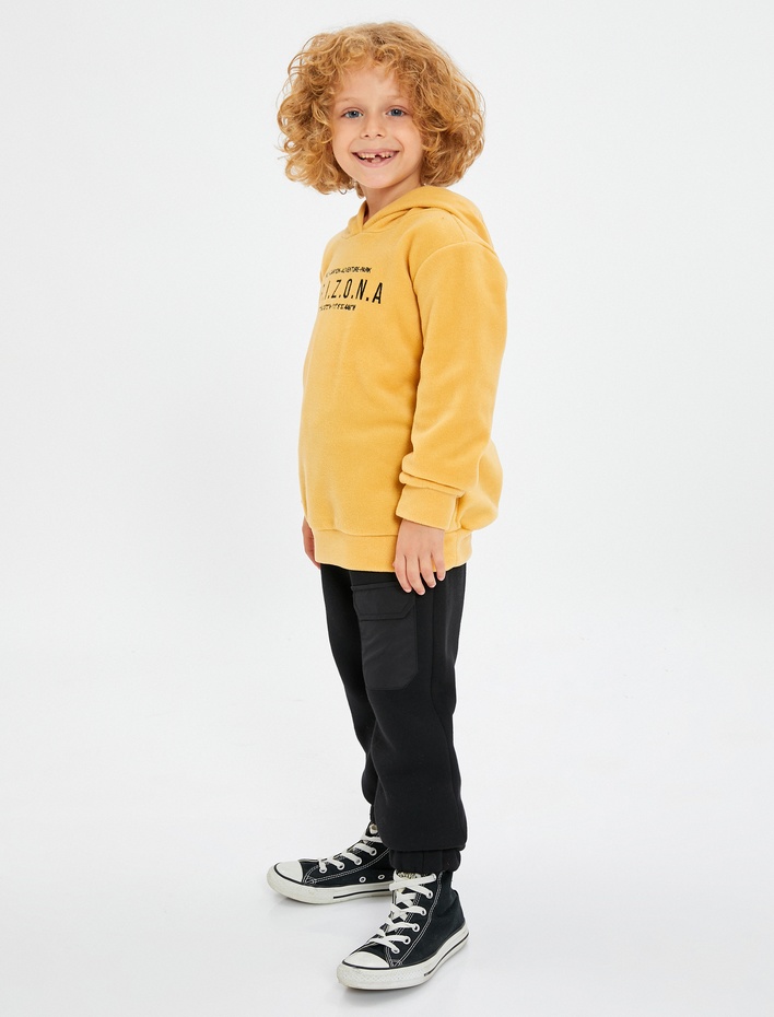 Erkek Çocuk Kapşonlu Sweatshirt California Baskılı Şardonlu