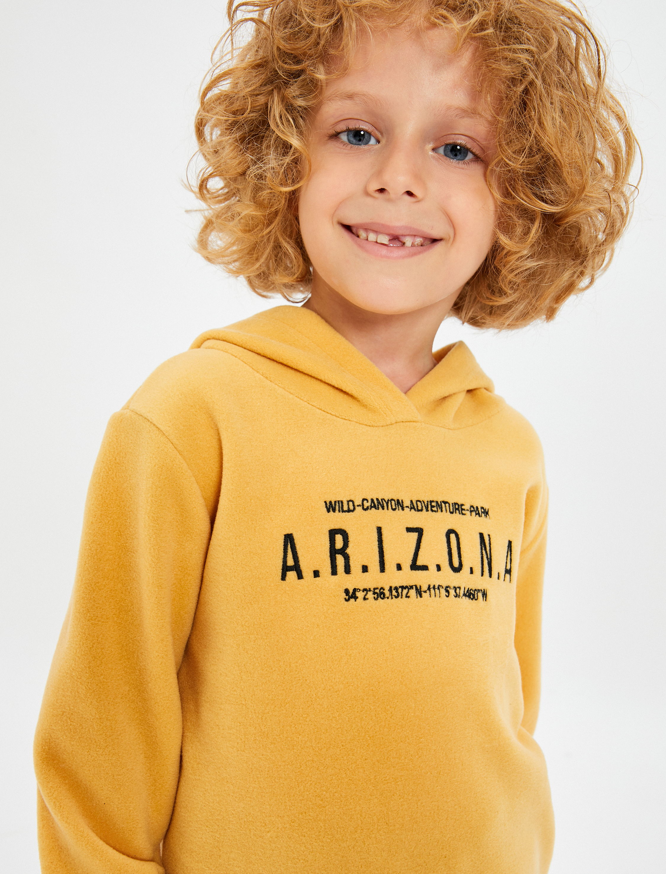  Erkek Çocuk Kapşonlu Sweatshirt California Baskılı Şardonlu