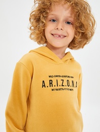 Kapşonlu Sweatshirt California Baskılı Şardonlu