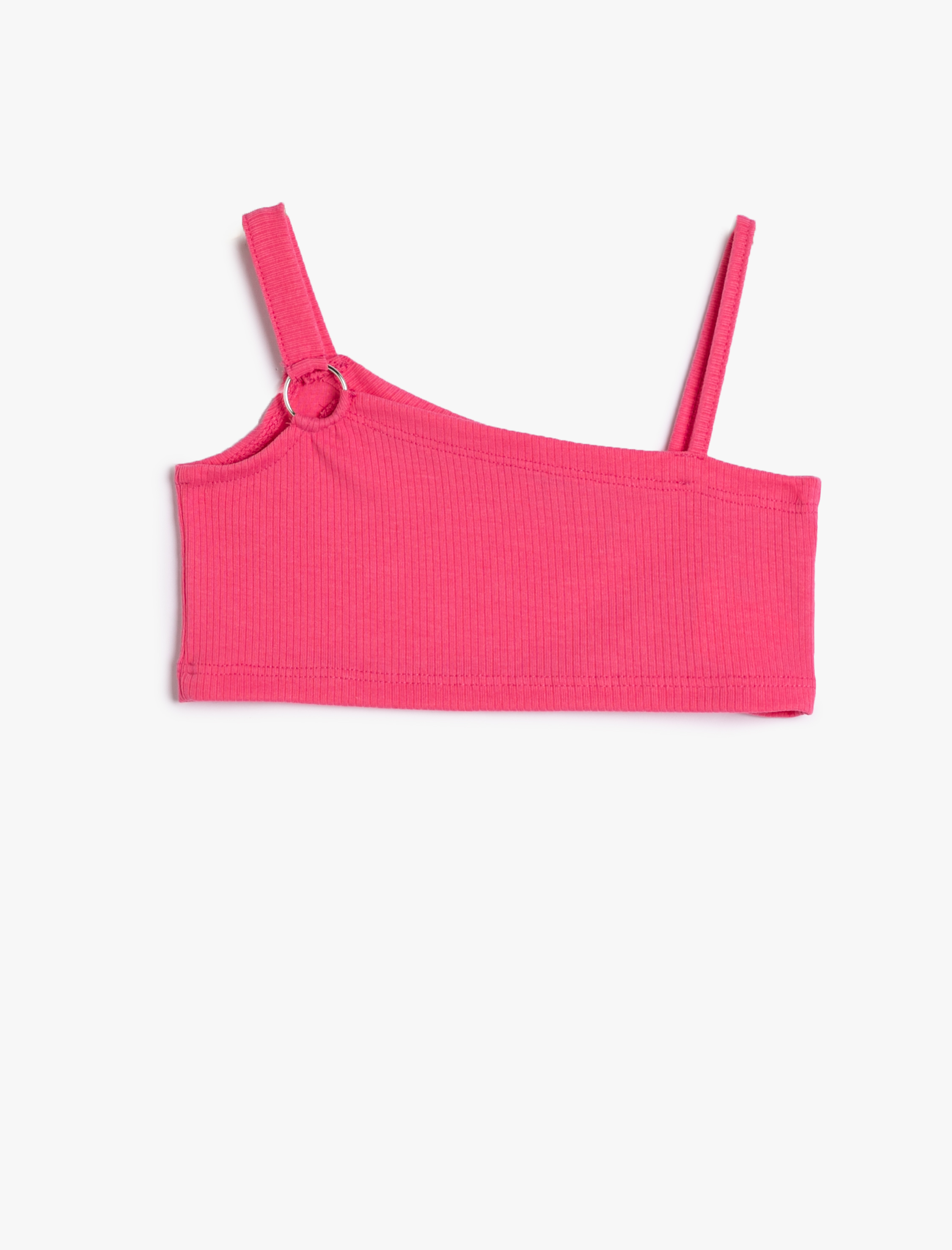 Kız Çocuk Crop Üst Slim Ribanalı Tek Omuz Toka Detaylı