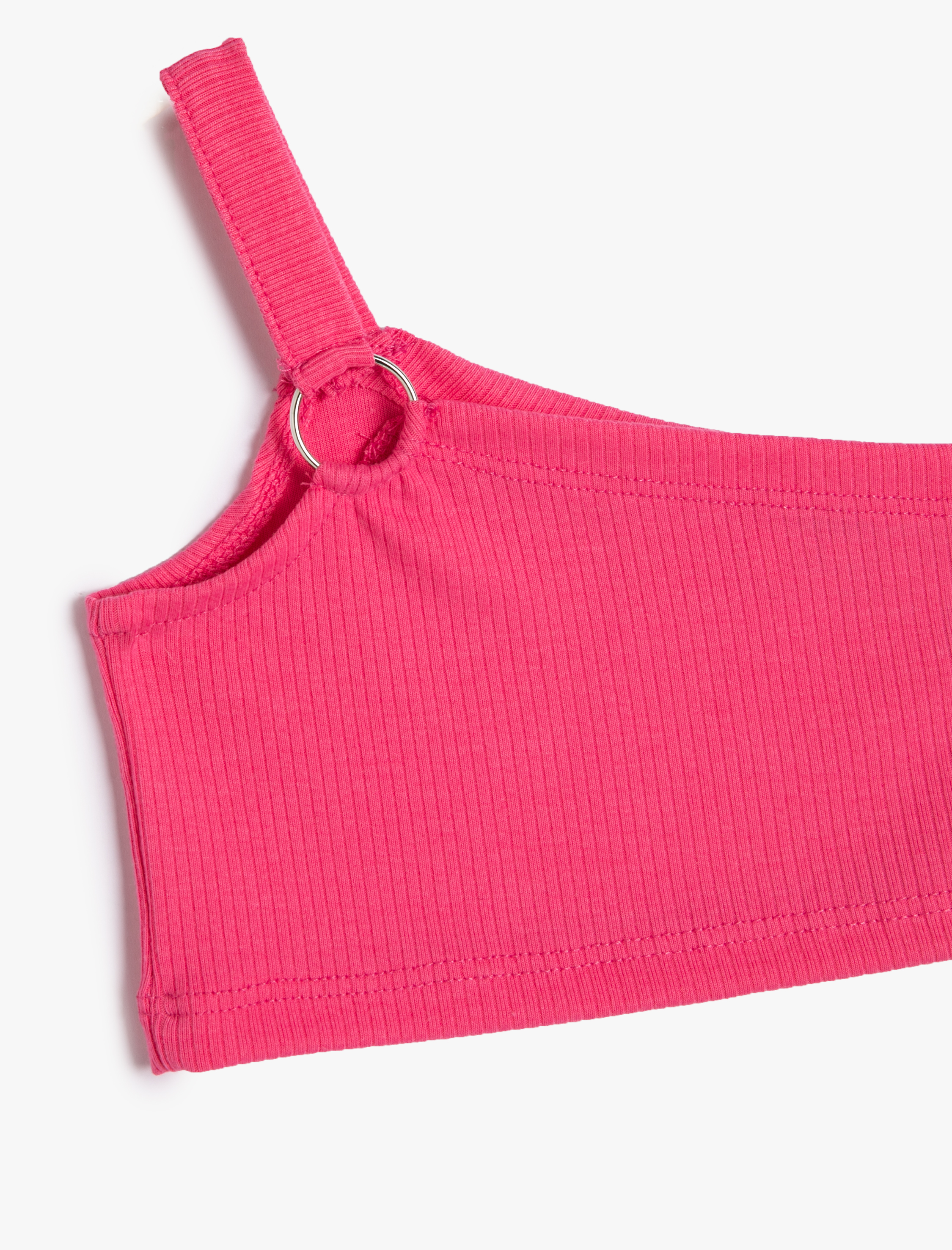  Kız Çocuk Crop Üst Slim Ribanalı Tek Omuz Toka Detaylı