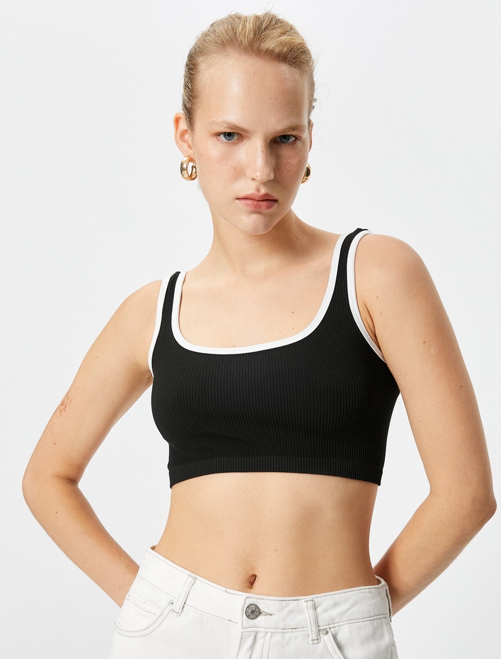  Crop Fitilli Atlet Biye Detaylı Askılı