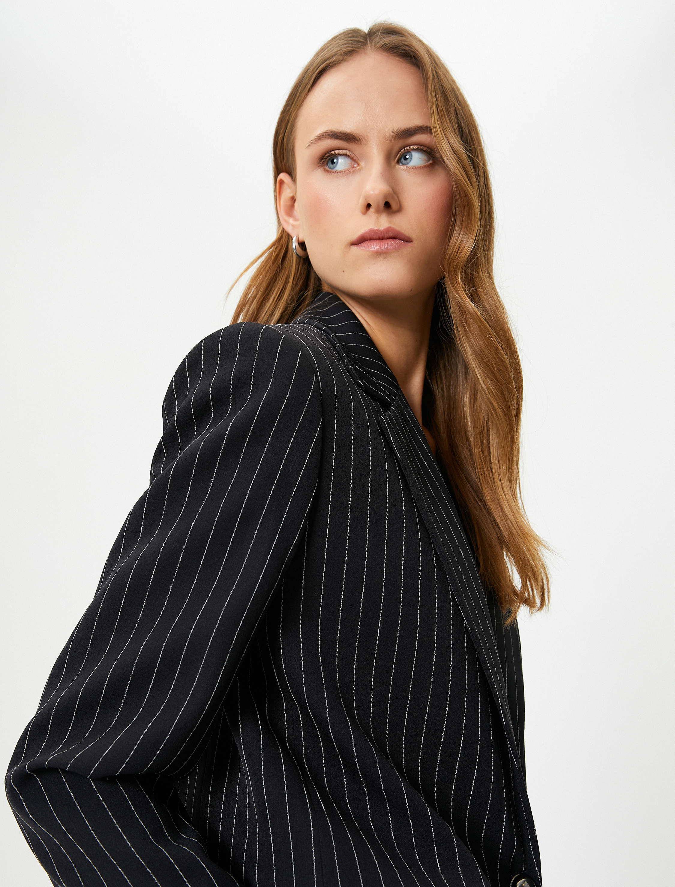   Oversize Blazer Ceket Tek Düğmeli Kapaklı Cepli