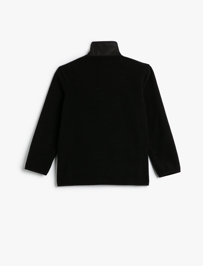 Erkek Çocuk Fermuarlı Polar Sweatshirt Dik Yaka Uzun Kollu