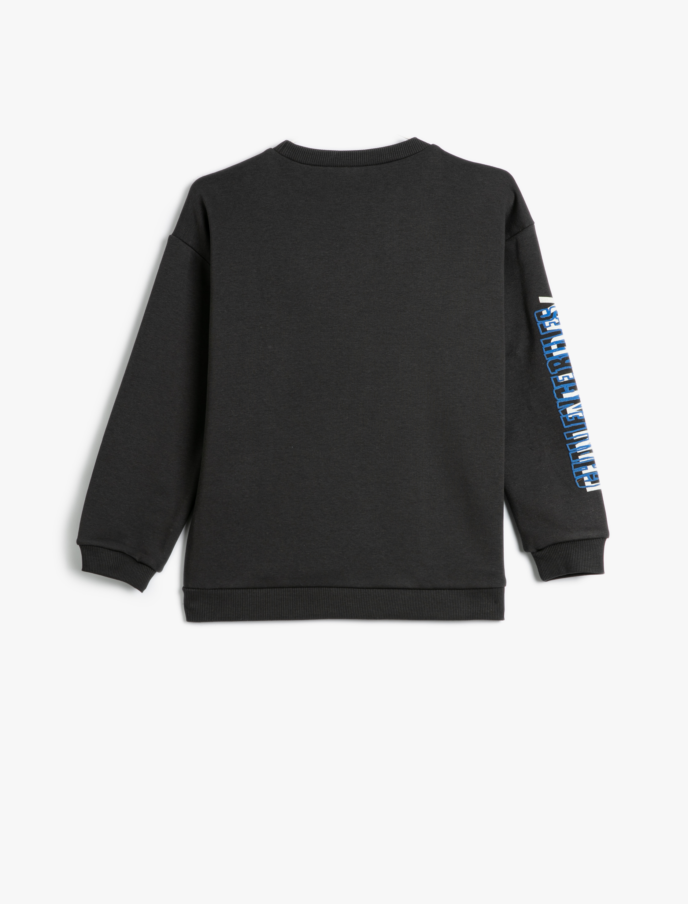  Erkek Çocuk Sweatshirt Uzun Kollu Bisiklet Yaka Slogan Baskılı Şardonlu