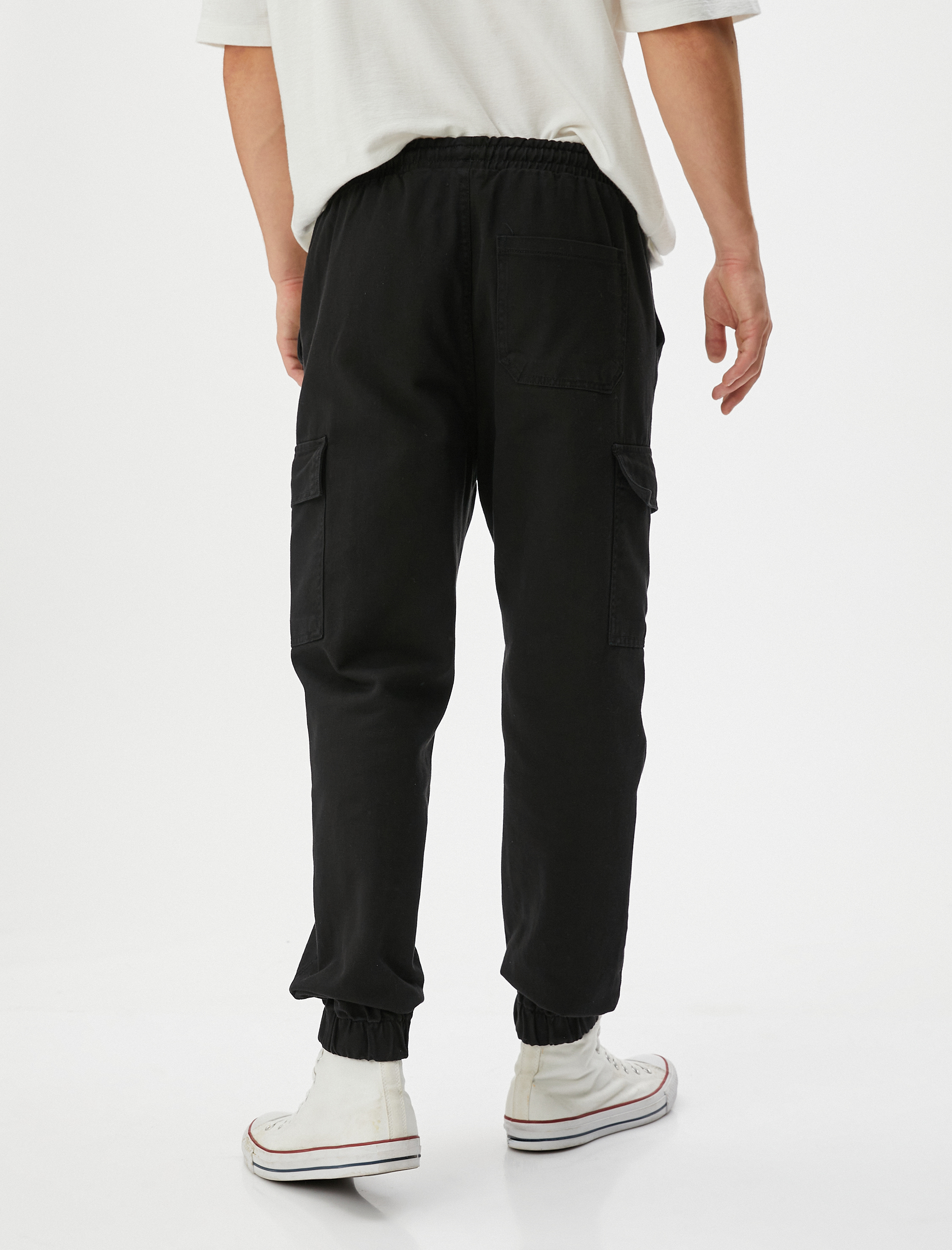   Jogger Pantolon Cep Detaylı Beli Bağcıklı Pamuklu