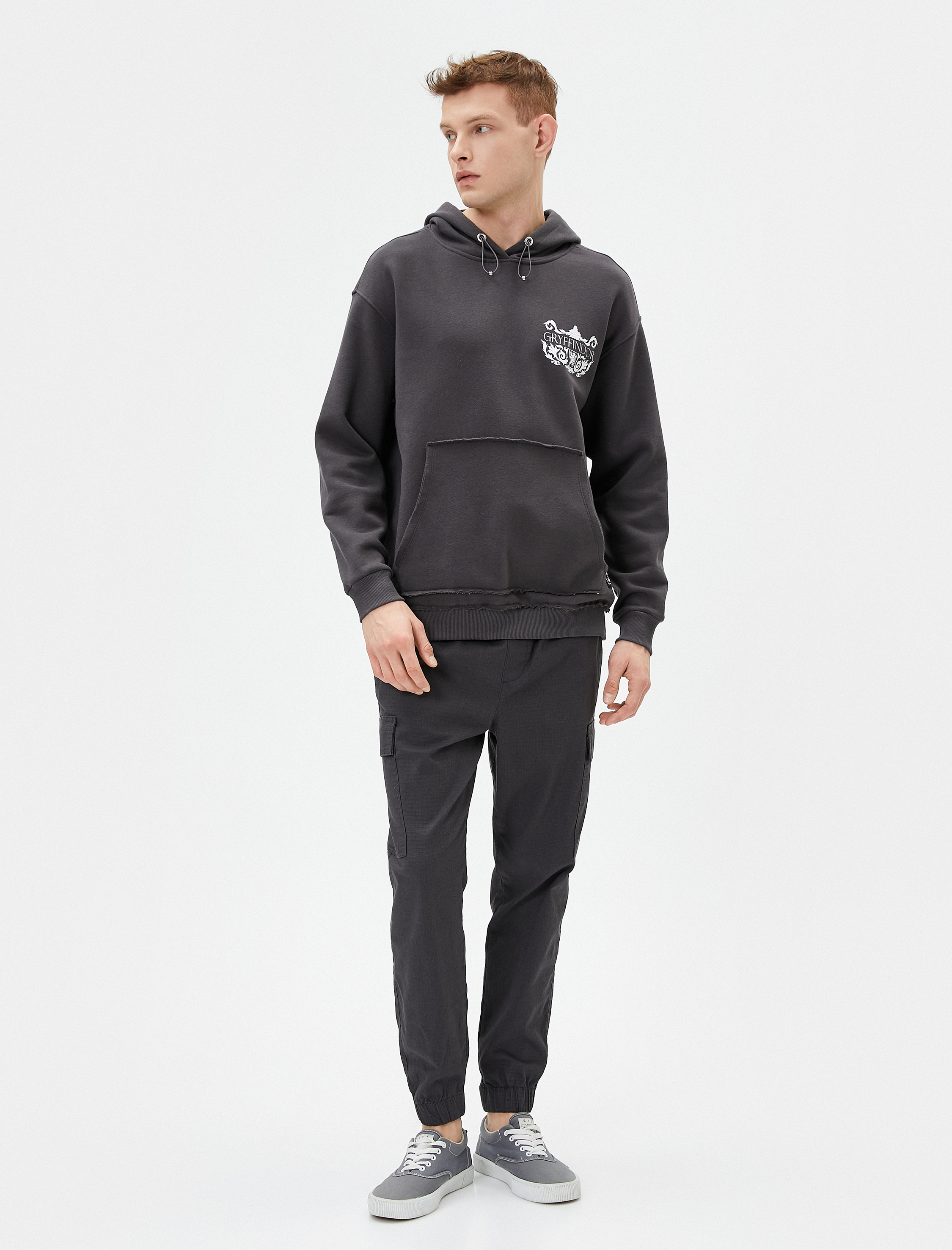   Harry Potter Oversize Kanguru Cepli Hoodie Lisanslı Baskılı  Şardonlu