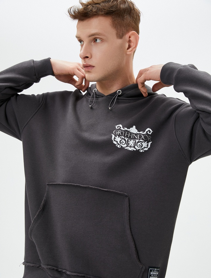  Harry Potter Oversize Kanguru Cepli Hoodie Lisanslı Baskılı  Şardonlu