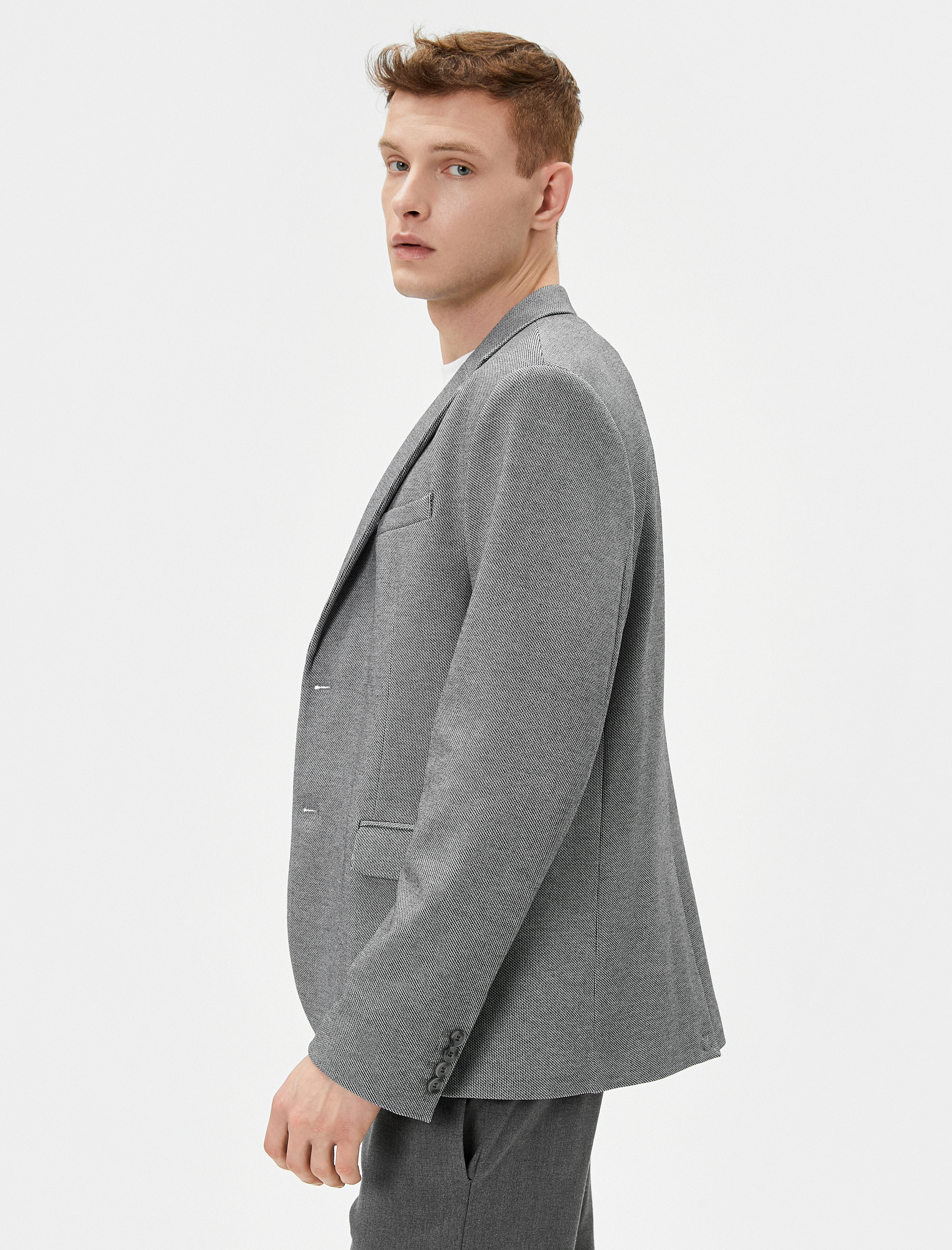   Blazer Ceket Slim Fit Düğmeli Cep Detaylı