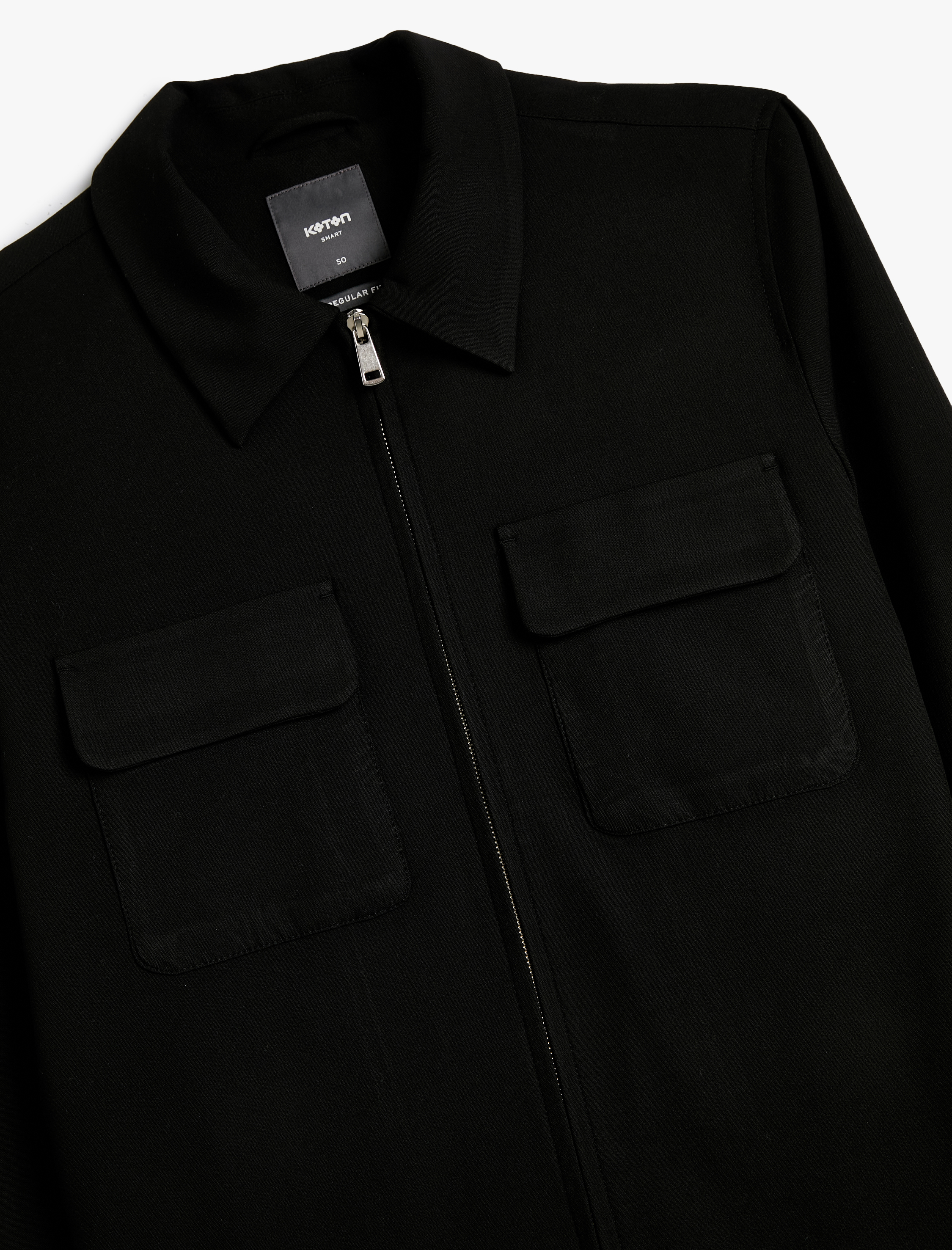   Polo Yaka Ceket Fermuarlı Cep Detaylı Slim Fit