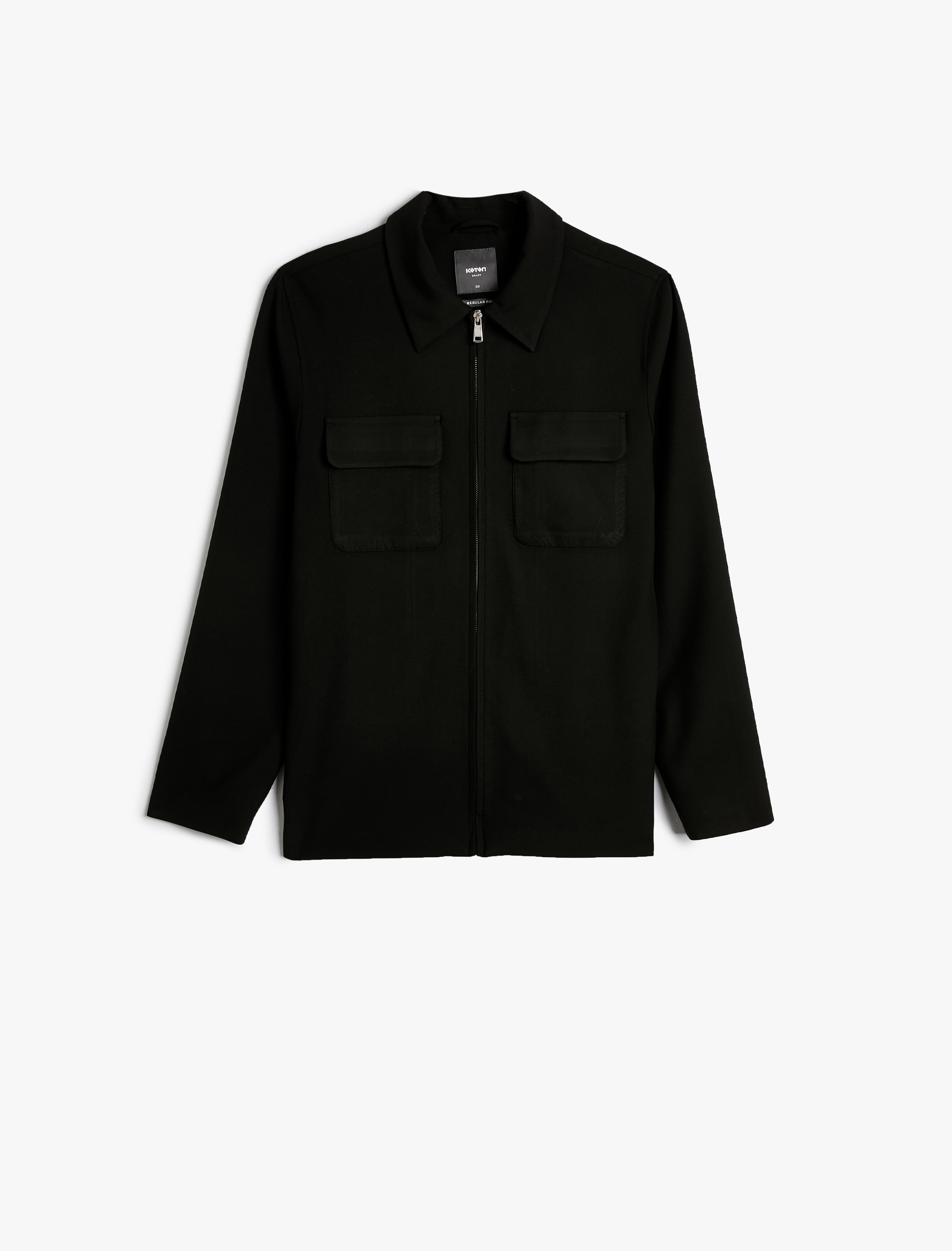   Polo Yaka Ceket Fermuarlı Cep Detaylı Slim Fit