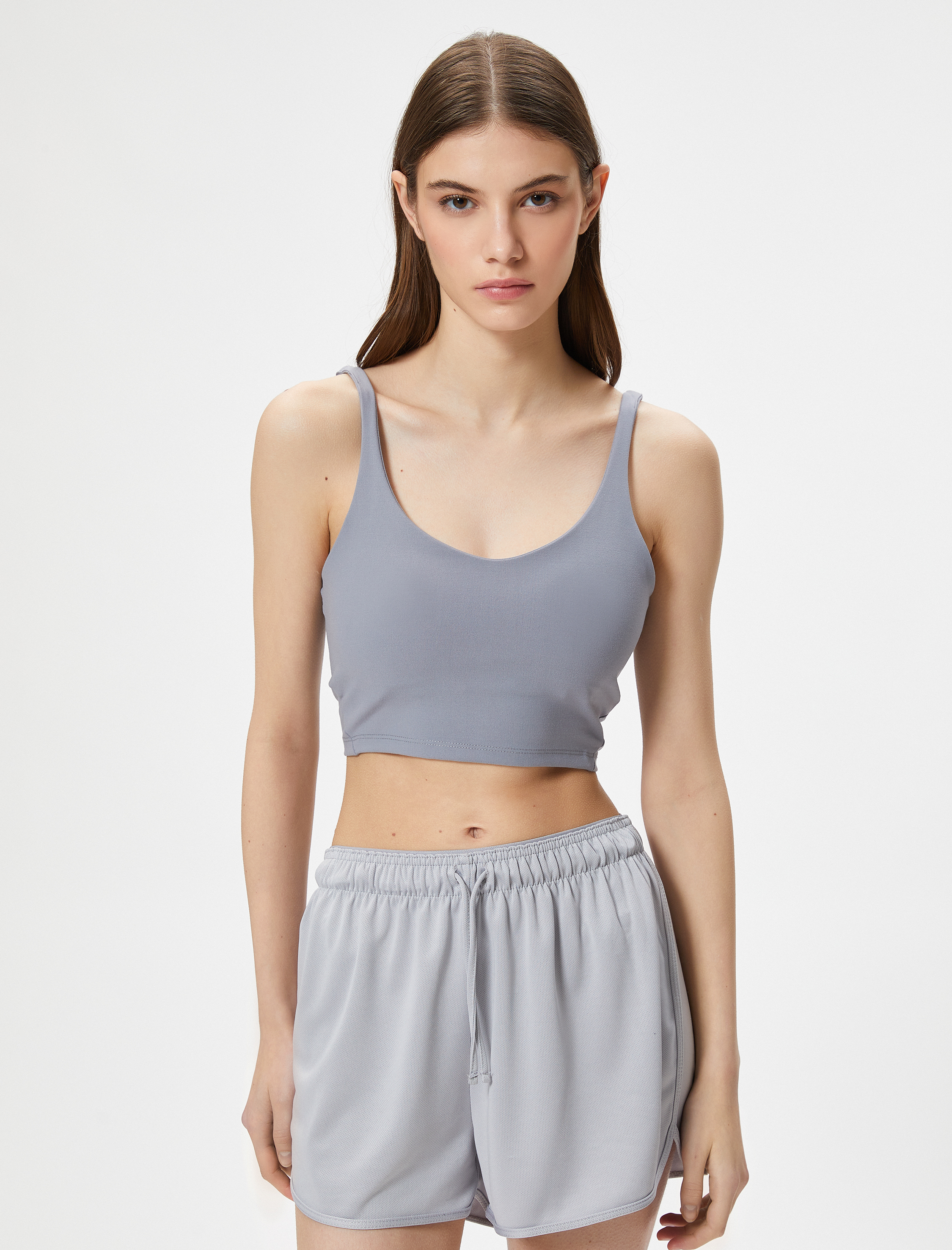   Yarım Atlet Sütyen Kapsız U Yaka Slim Fit