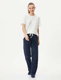 Kısa Kollu Pijama Takımı Baskılı Pamuklu