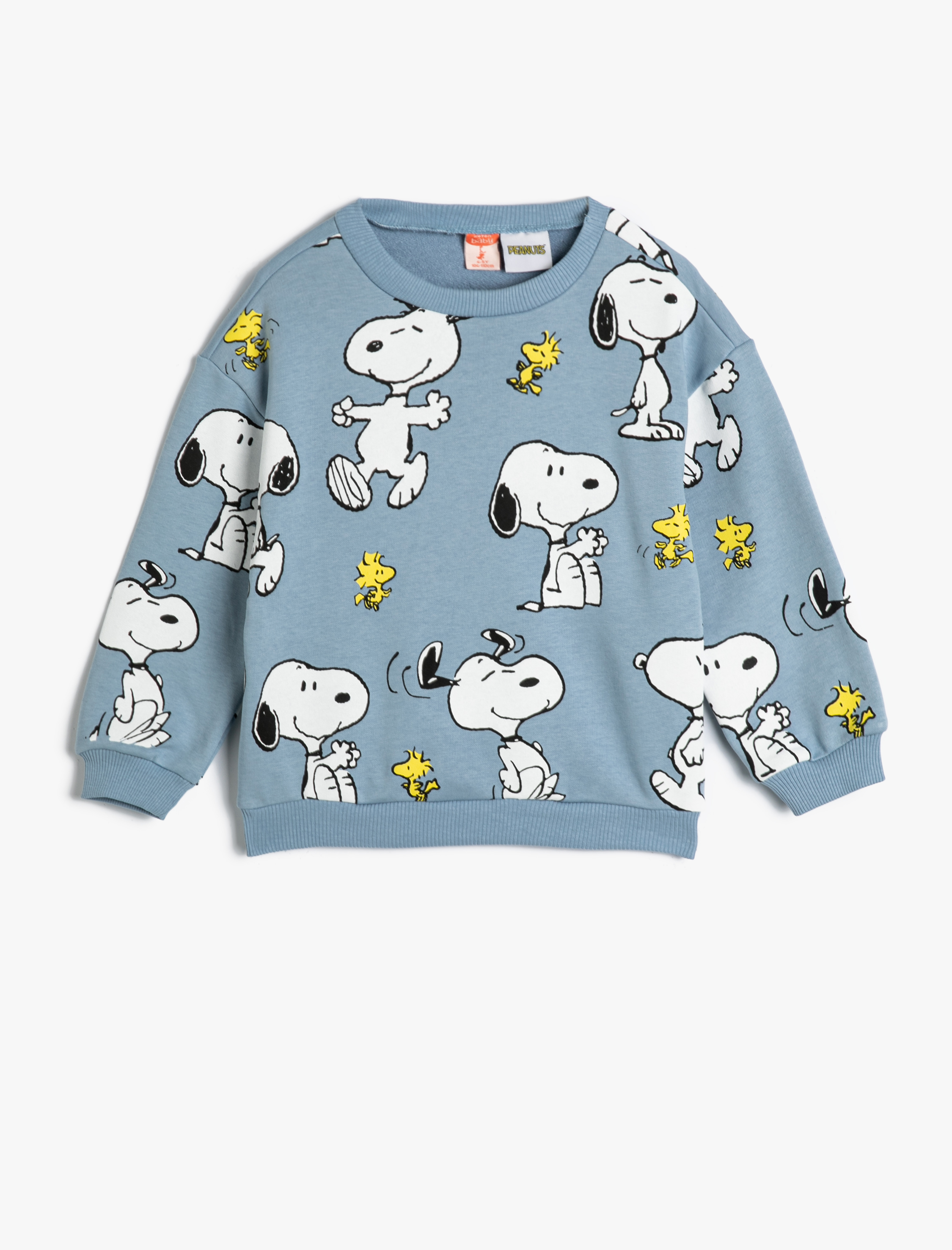  Erkek Bebek Snoopy Sweatshirt Lisanslı Uzun Kollu Bisiklet Yaka Şardonlu