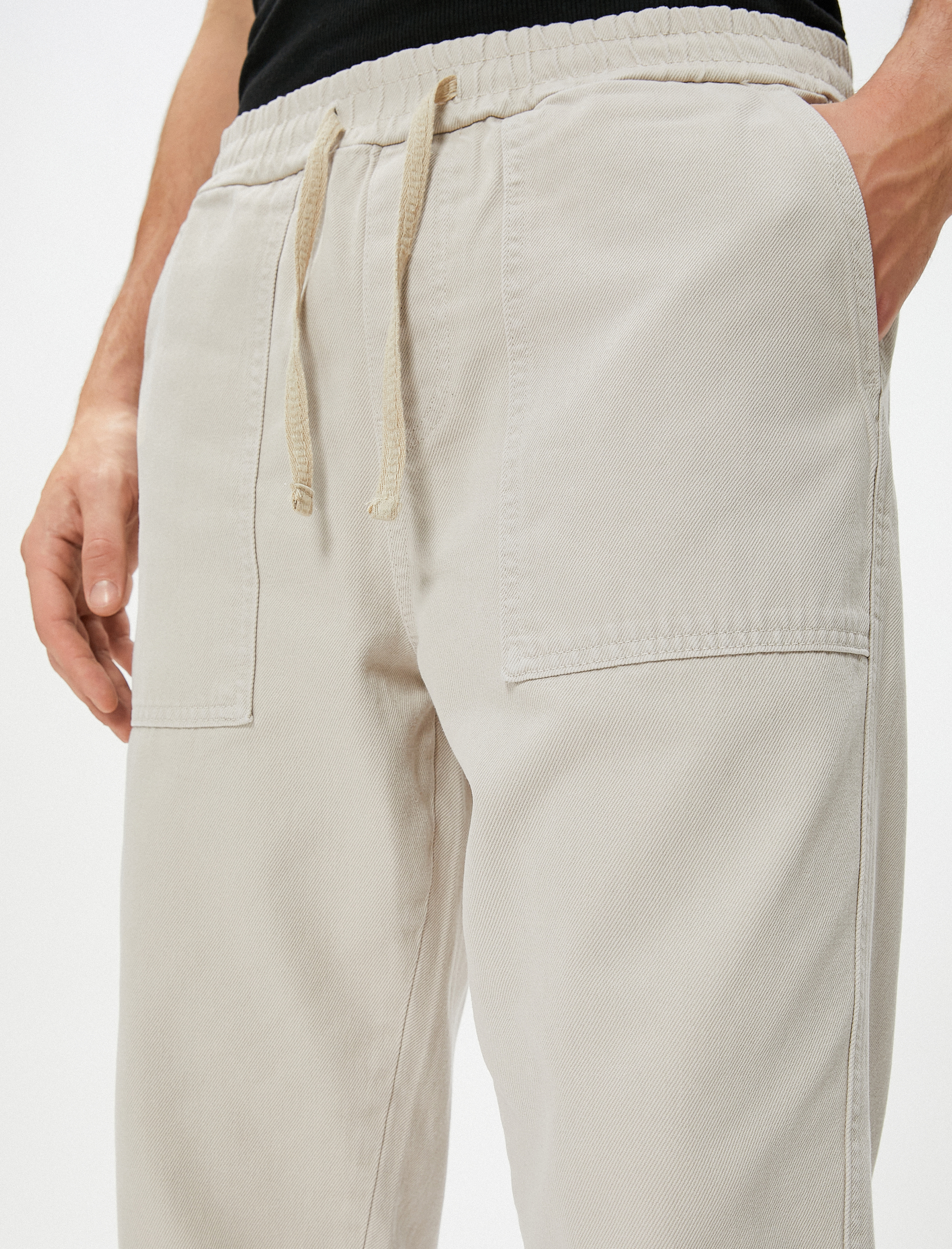   Beli Bağcıklı Pantolon Cep Detaylı Pamuklu