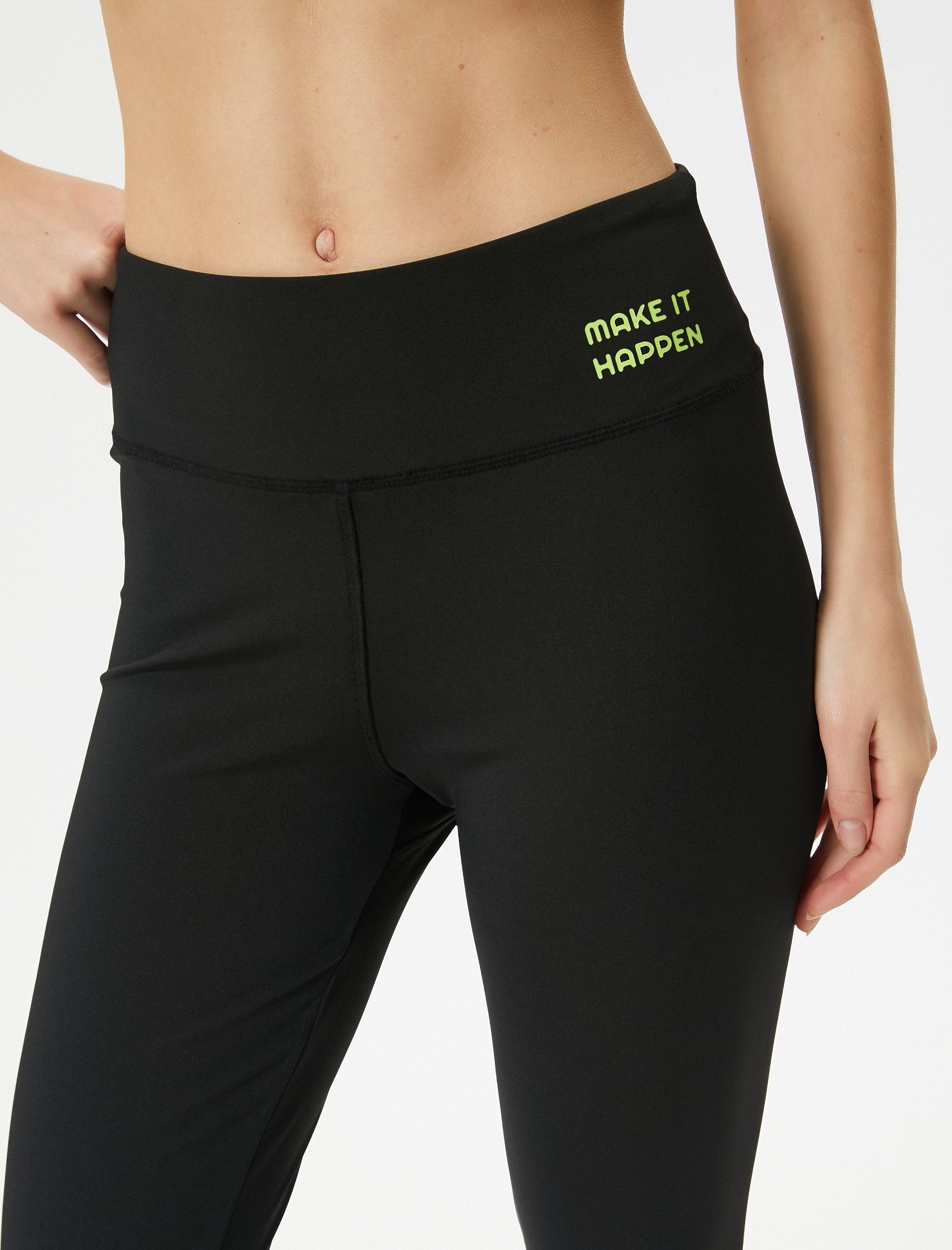   Yüksek Bel Spor Tayt Baskı Detaylı Skinny