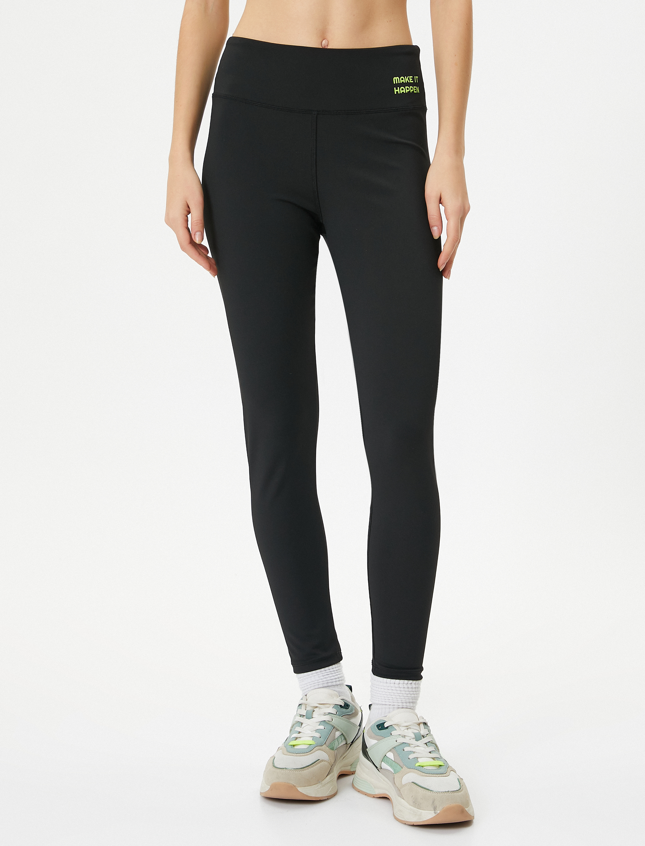   Yüksek Bel Spor Tayt Baskı Detaylı Skinny