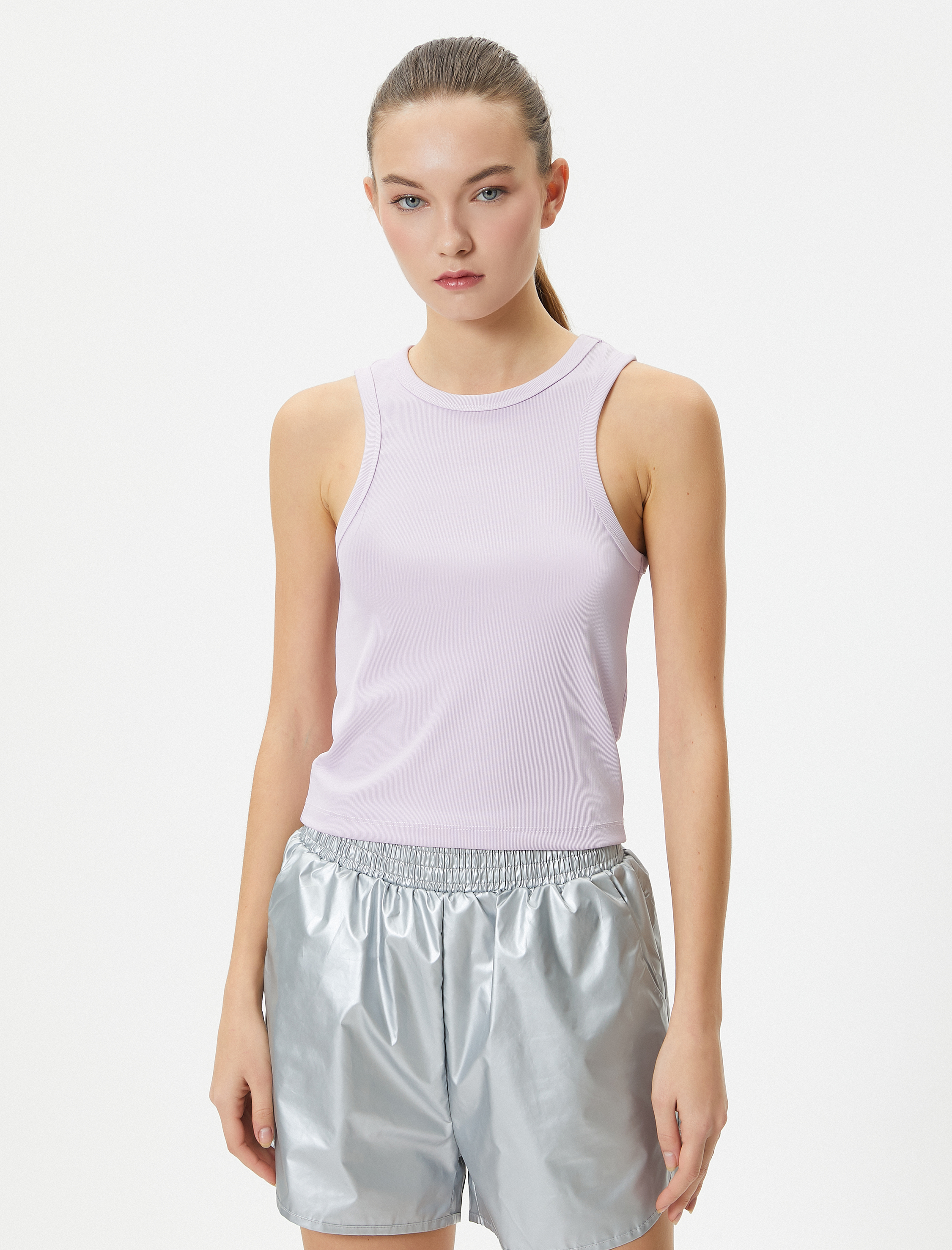   Basic Spor Atlet Bisiklet Yaka Fitilli Slim Fit