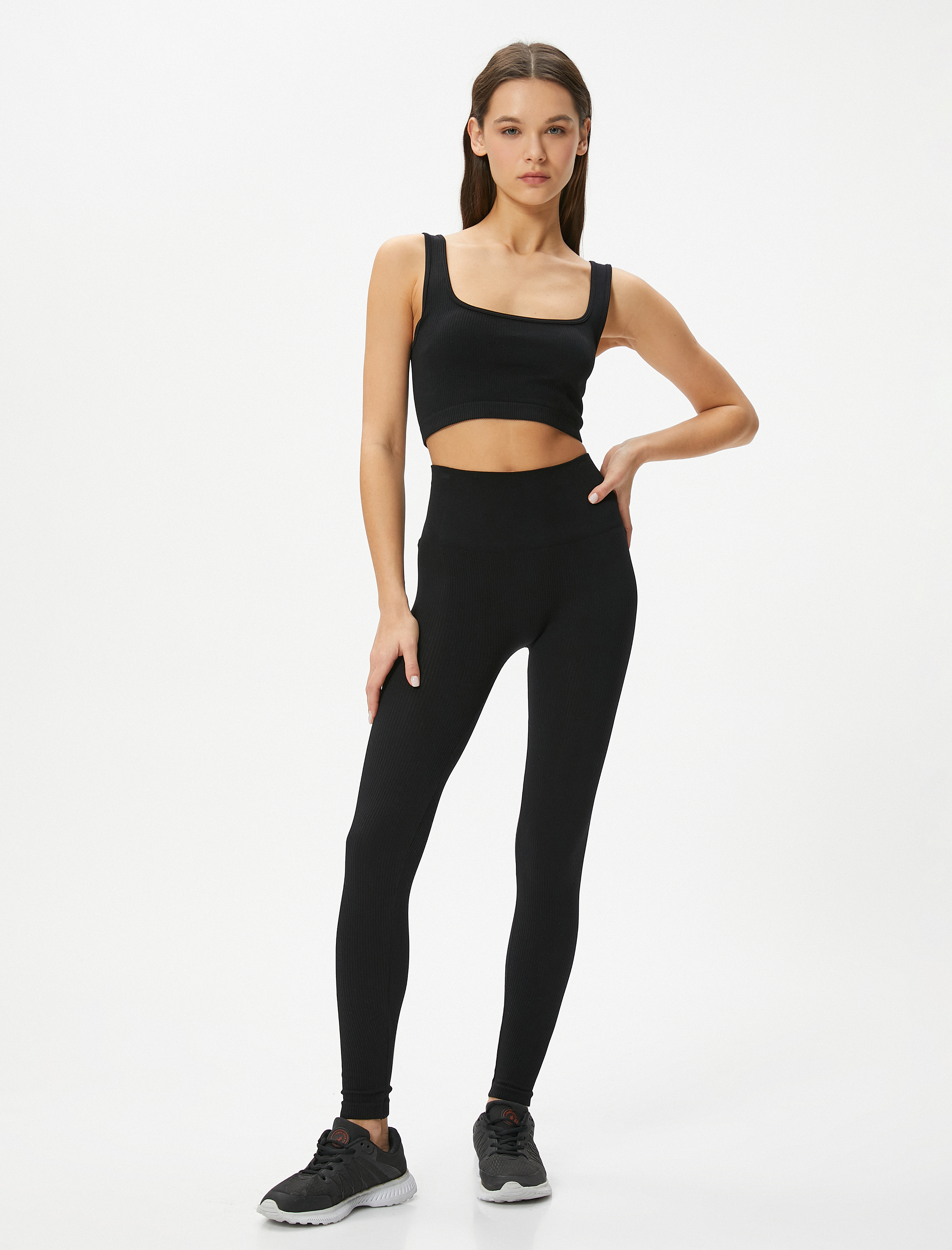   Spor Fitilli Tayt Yüksek Bel Slim Fit