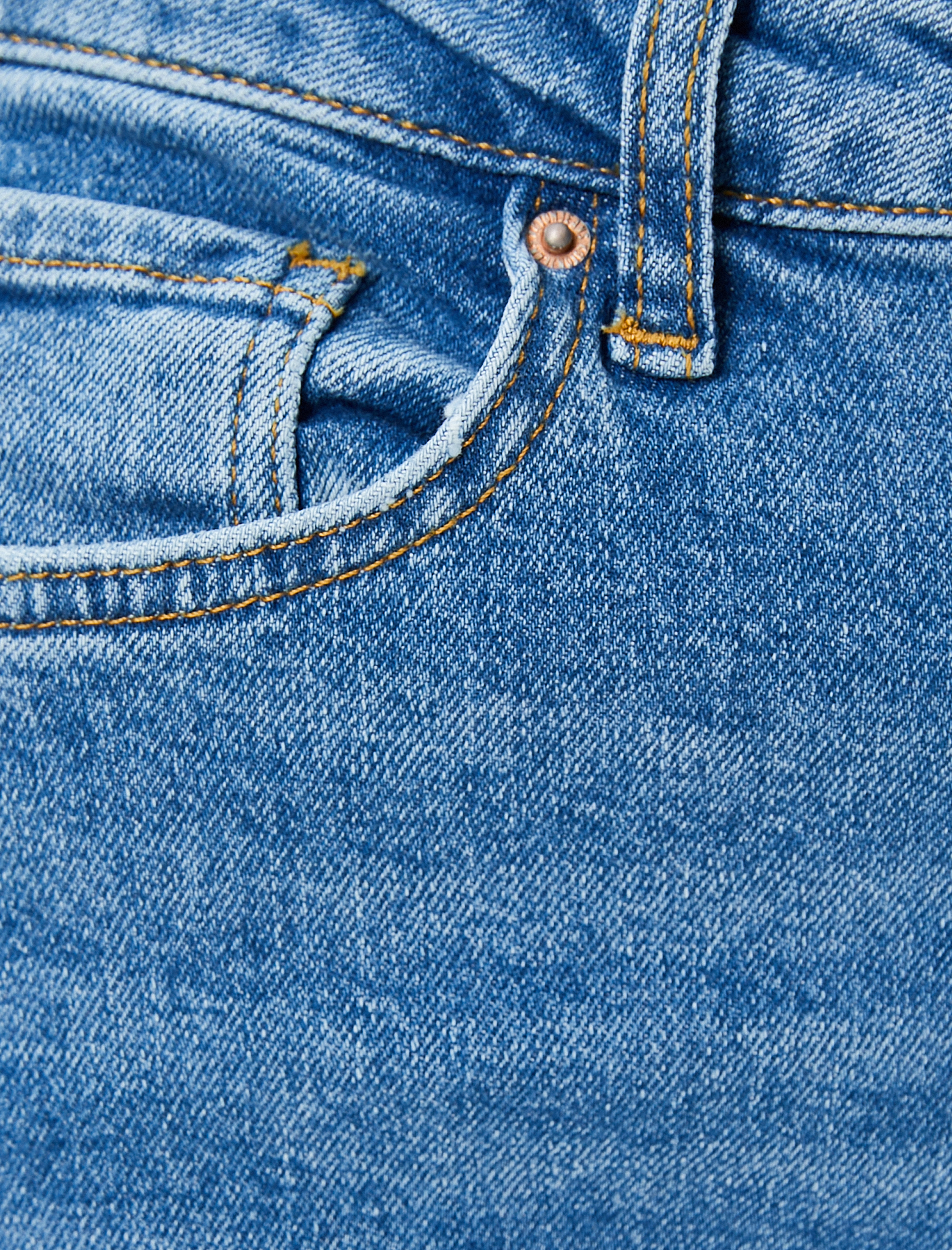   Düz Paça Kot Pantolon Standart Bel Pamuklu Esnek Cepli - Eve Slim Jean