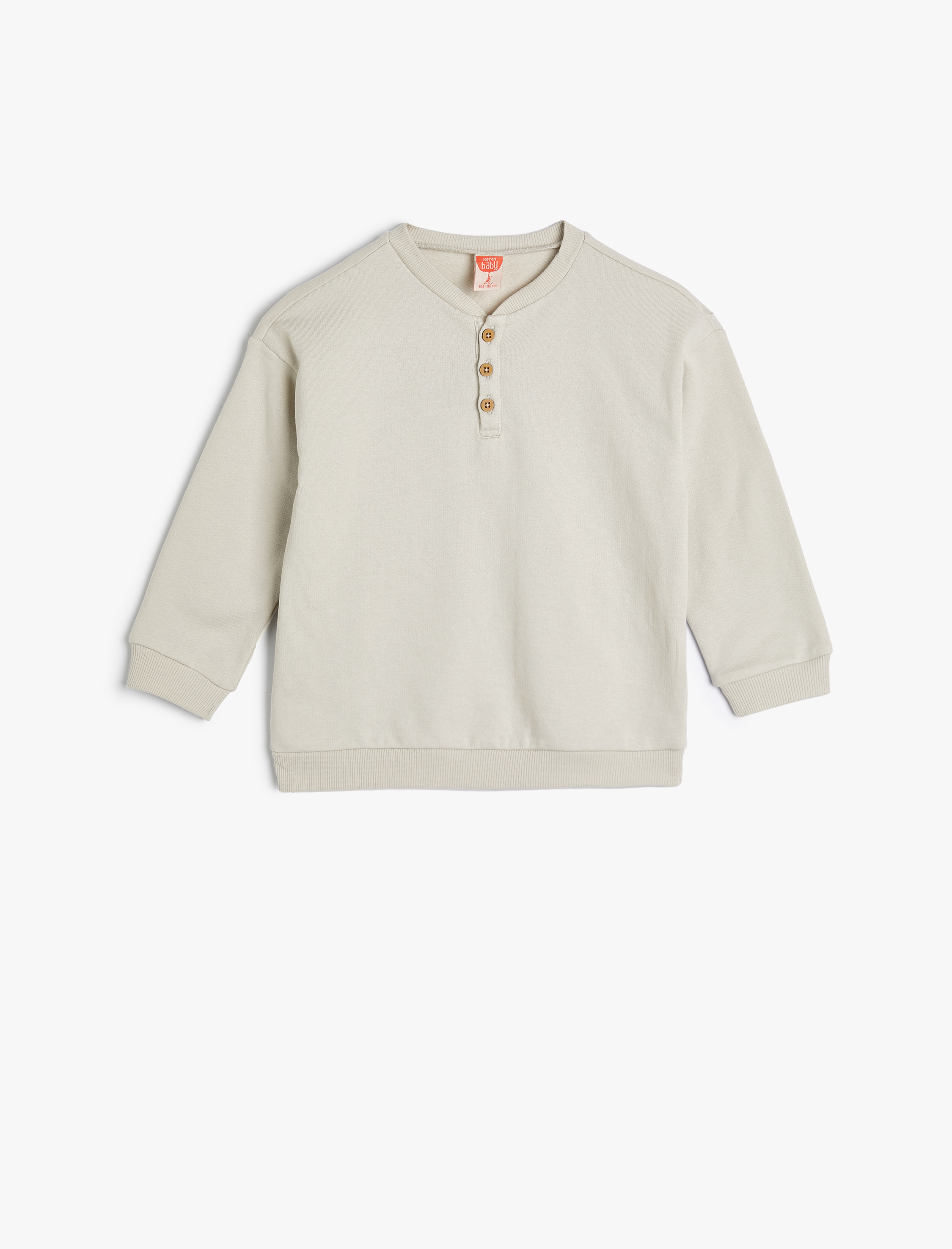  Erkek Bebek Düğmeli Sweatshirt Uzun Kollu Pamuklu